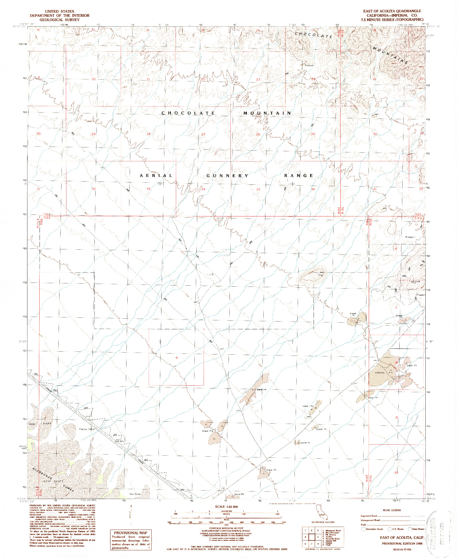 USGS 1:24000-SCALE QUADRANGLE FOR EAST OF ACOLITA, CA 1988