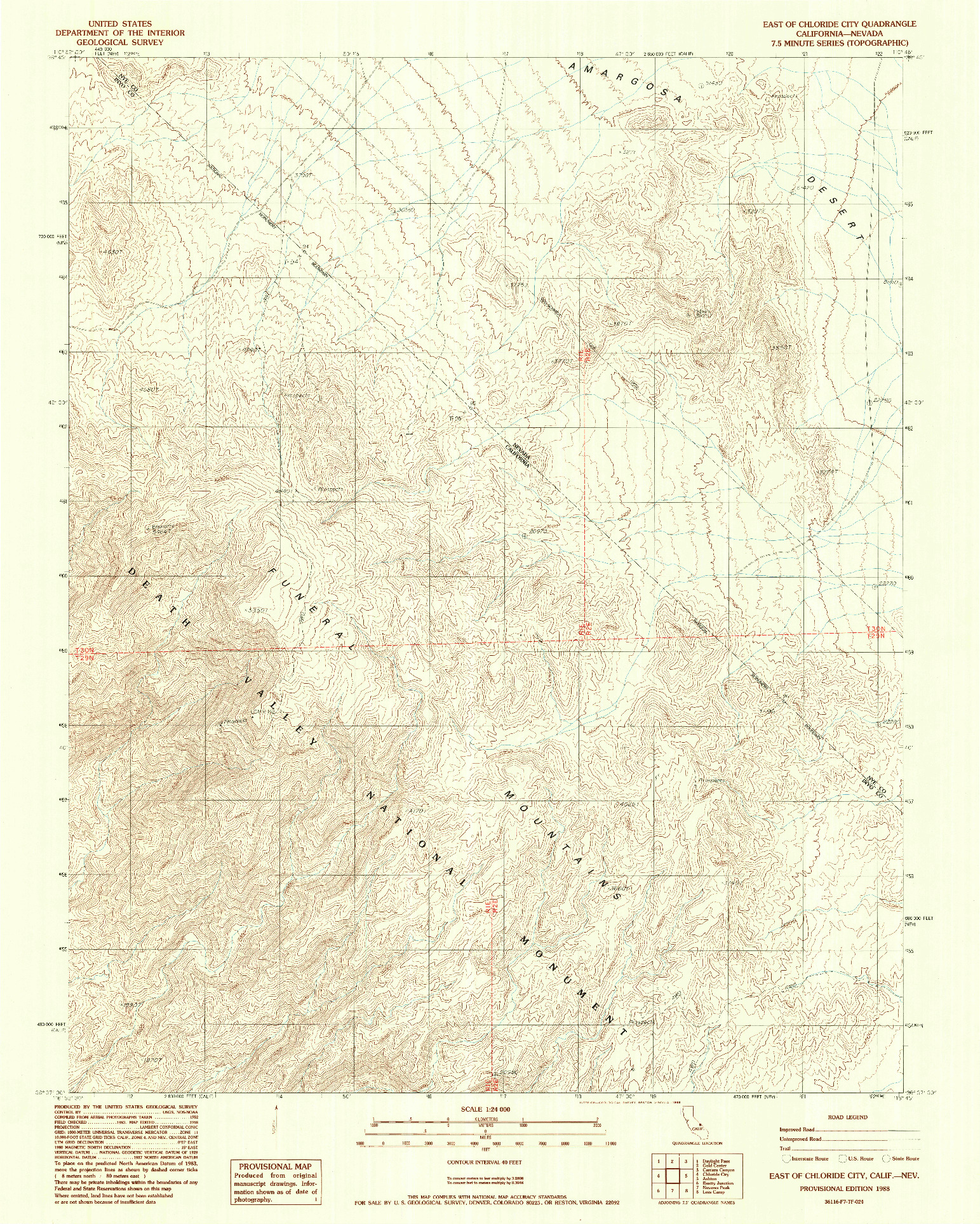 USGS 1:24000-SCALE QUADRANGLE FOR EAST OF CHLORIDE CITY, CA 1988