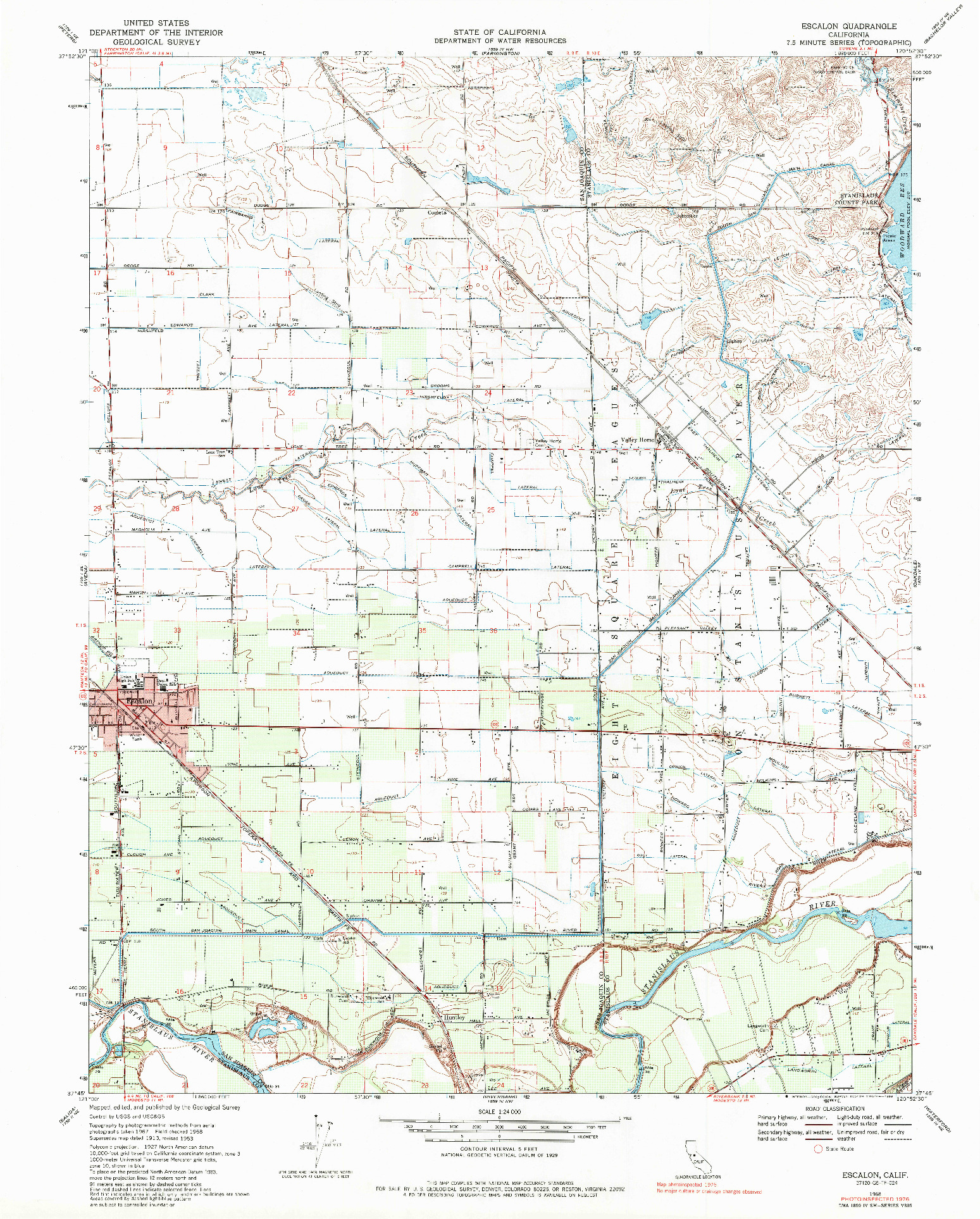 USGS 1:24000-SCALE QUADRANGLE FOR ESCALON, CA 1968