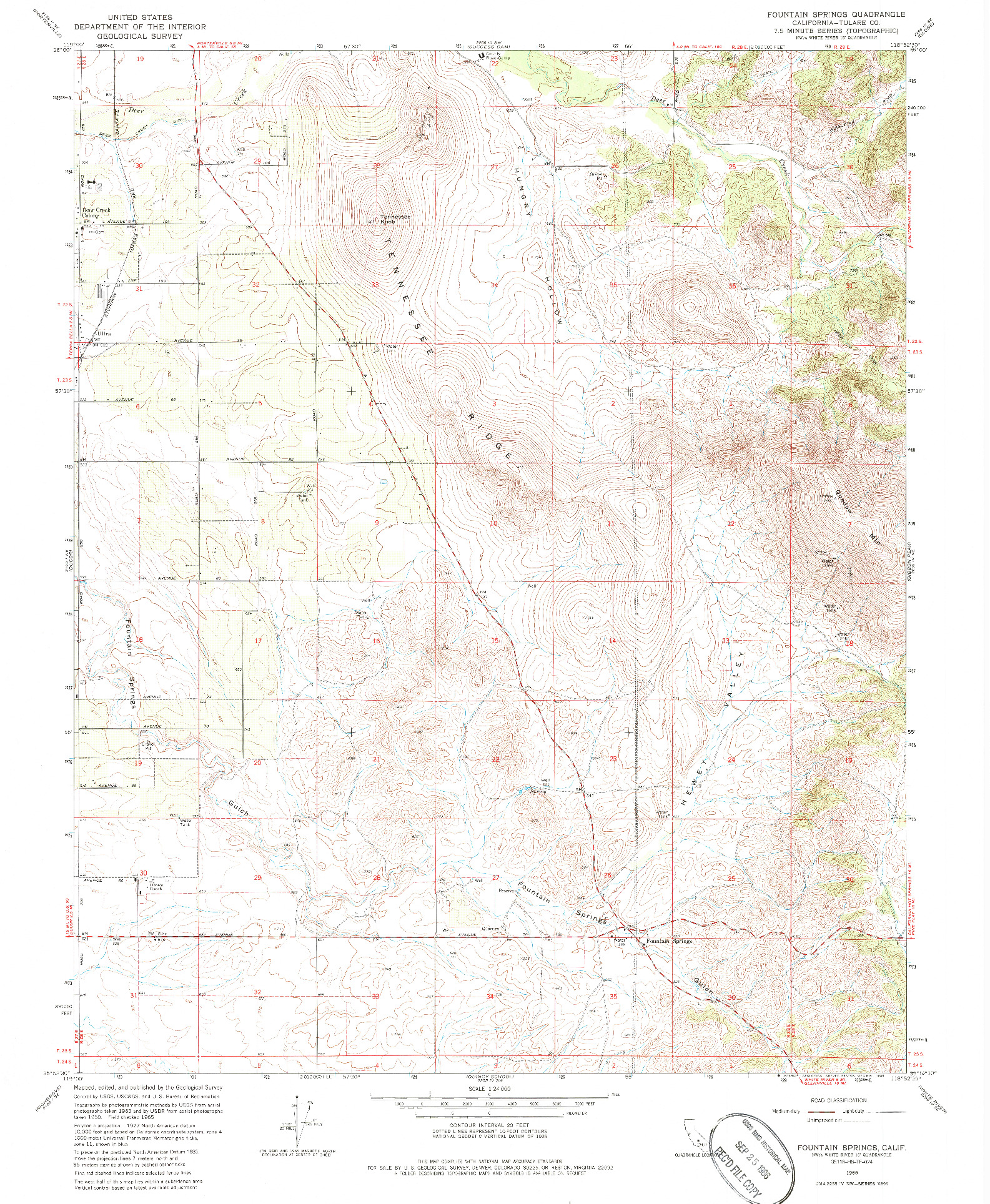 USGS 1:24000-SCALE QUADRANGLE FOR FOUNTAIN SPRINGS, CA 1965