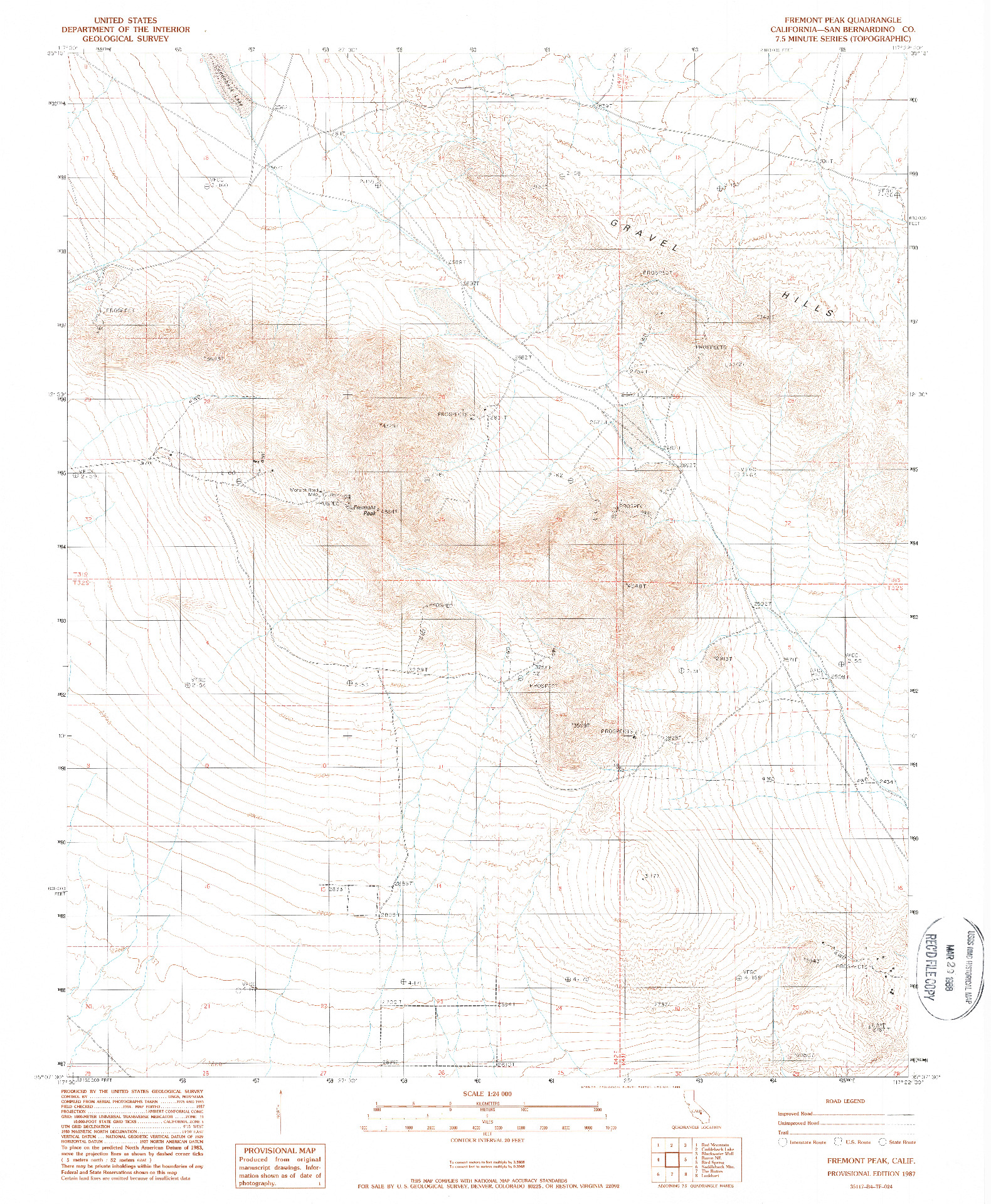 USGS 1:24000-SCALE QUADRANGLE FOR FREMONT PEAK, CA 1987