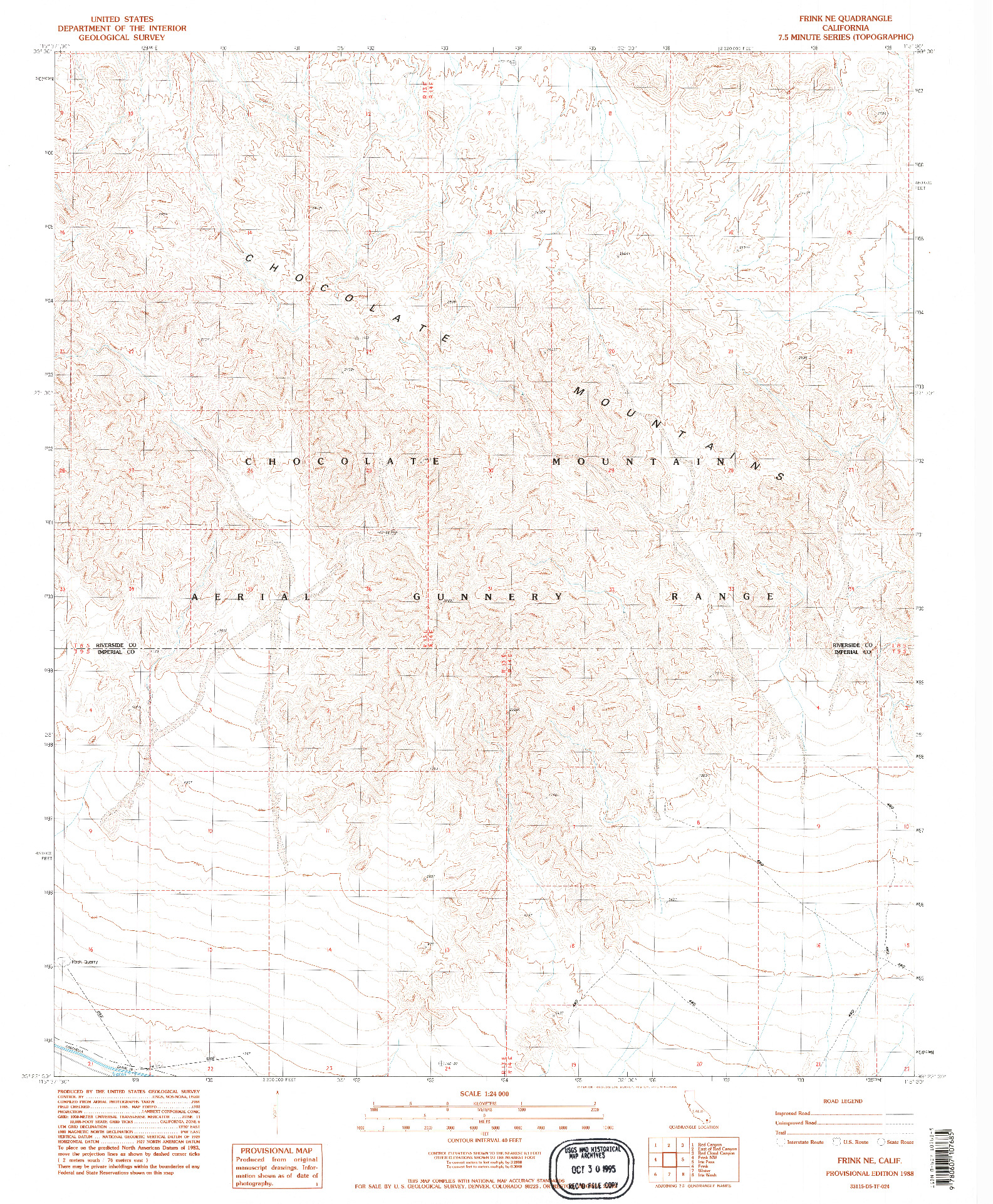 USGS 1:24000-SCALE QUADRANGLE FOR FRINK NE, CA 1988