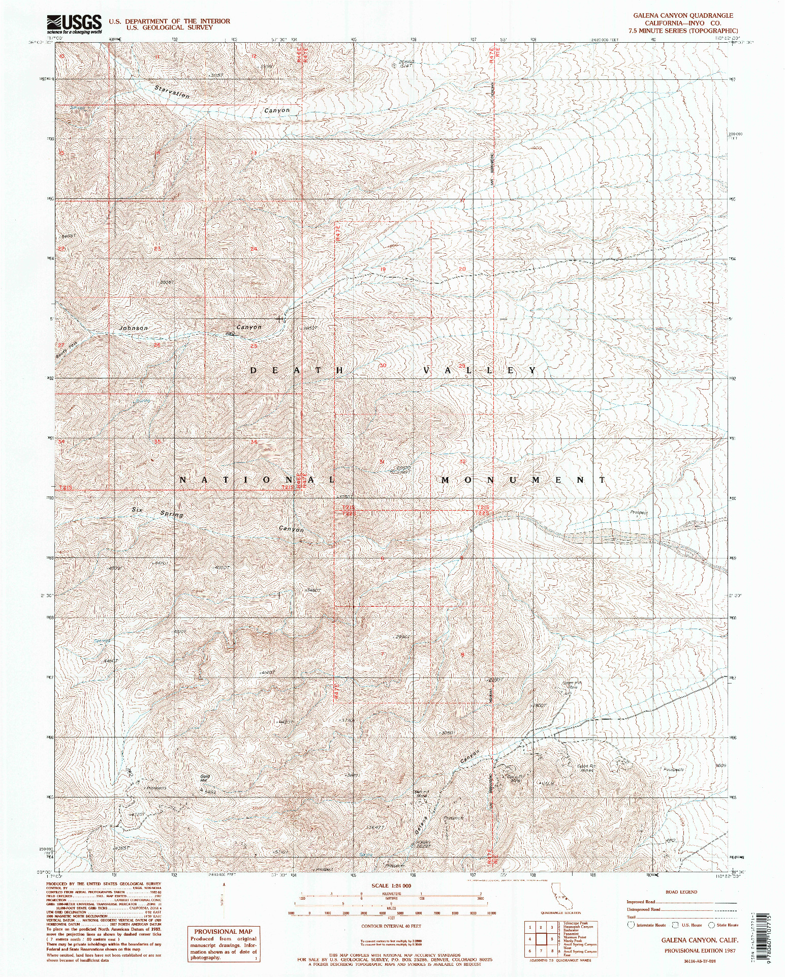 USGS 1:24000-SCALE QUADRANGLE FOR GALENA CANYON, CA 1987