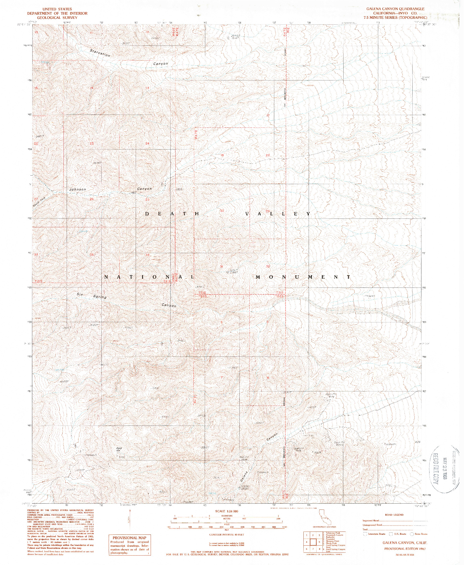 USGS 1:24000-SCALE QUADRANGLE FOR GALENA CANYON, CA 1987