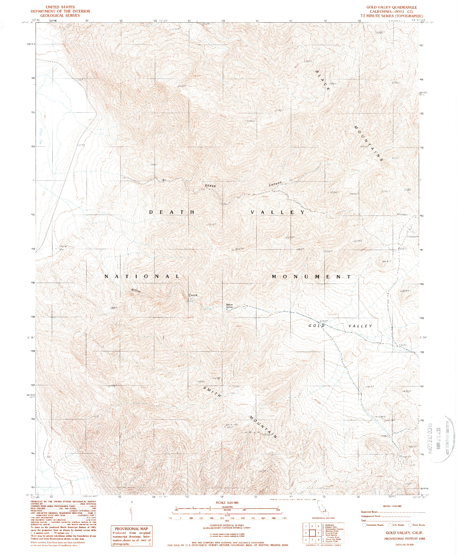 USGS 1:24000-SCALE QUADRANGLE FOR GOLD VALLEY, CA 1988