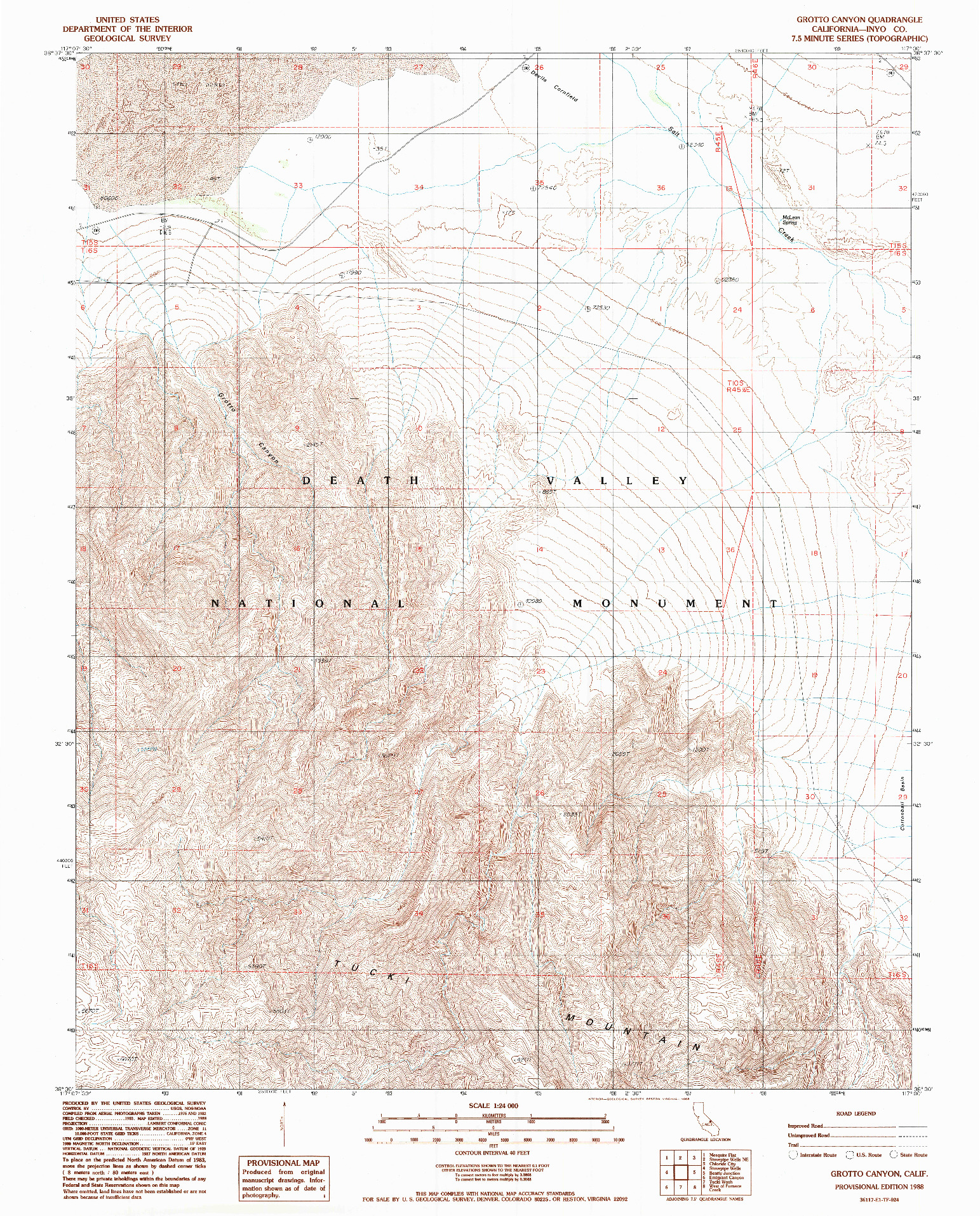 USGS 1:24000-SCALE QUADRANGLE FOR GROTTO CANYON, CA 1988