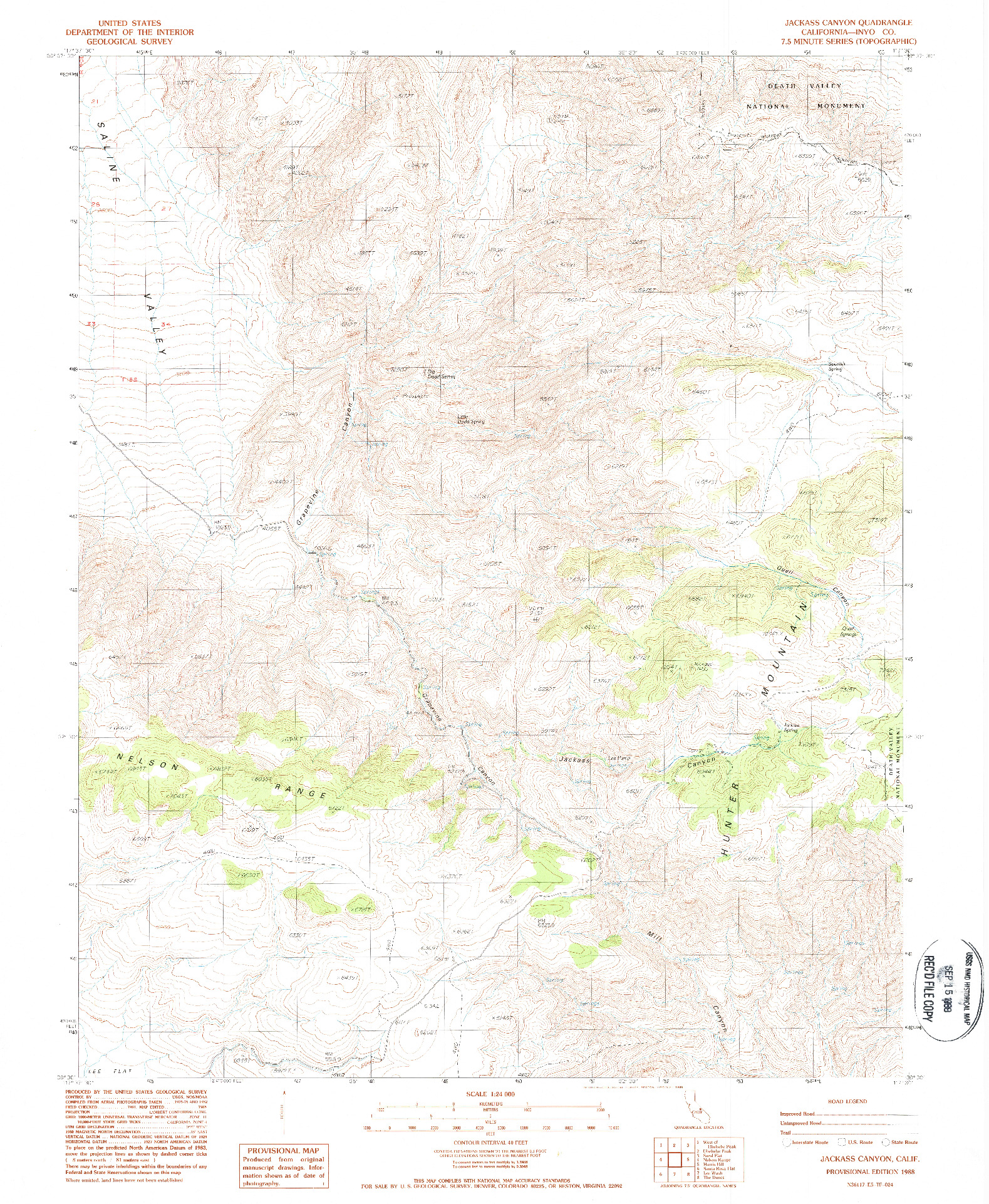 USGS 1:24000-SCALE QUADRANGLE FOR JACKASS CANYON, CA 1988