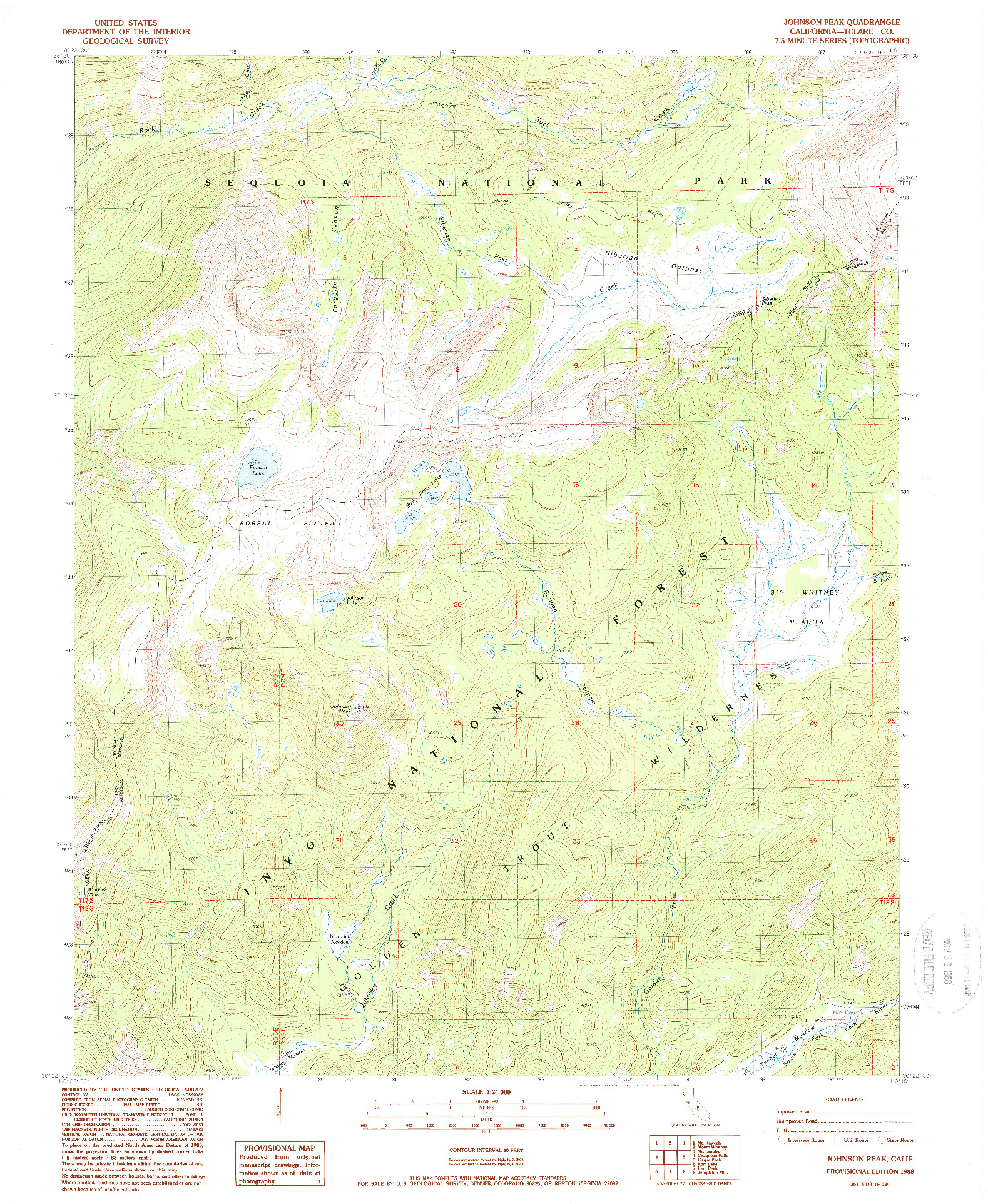 USGS 1:24000-SCALE QUADRANGLE FOR JOHNSON PEAK, CA 1988