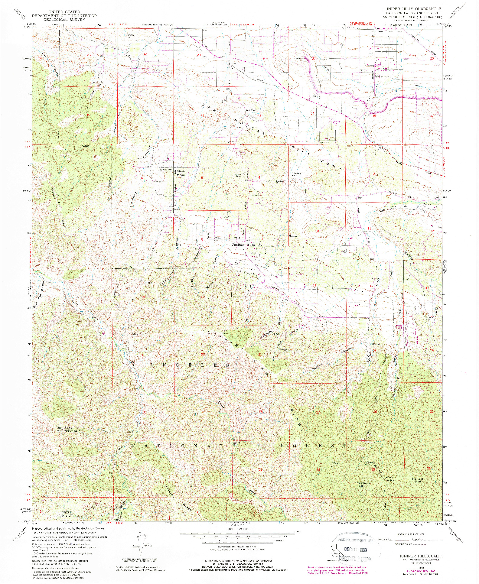 USGS 1:24000-SCALE QUADRANGLE FOR JUNIPER HILLS, CA 1959