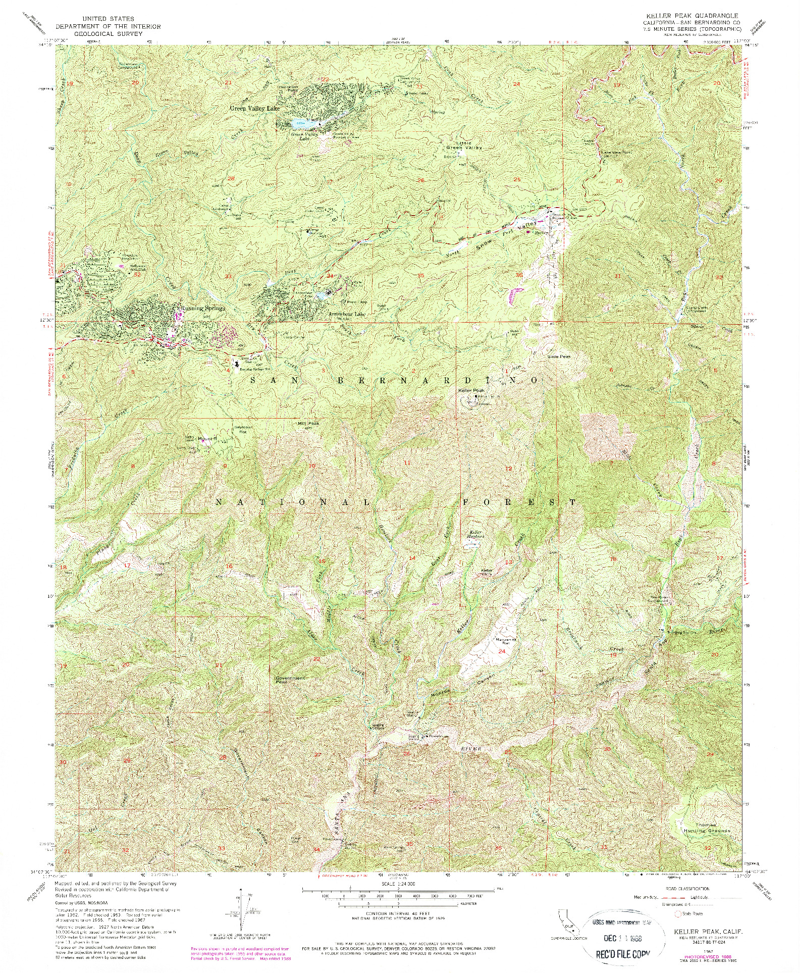 USGS 1:24000-SCALE QUADRANGLE FOR KELLER PEAK, CA 1967