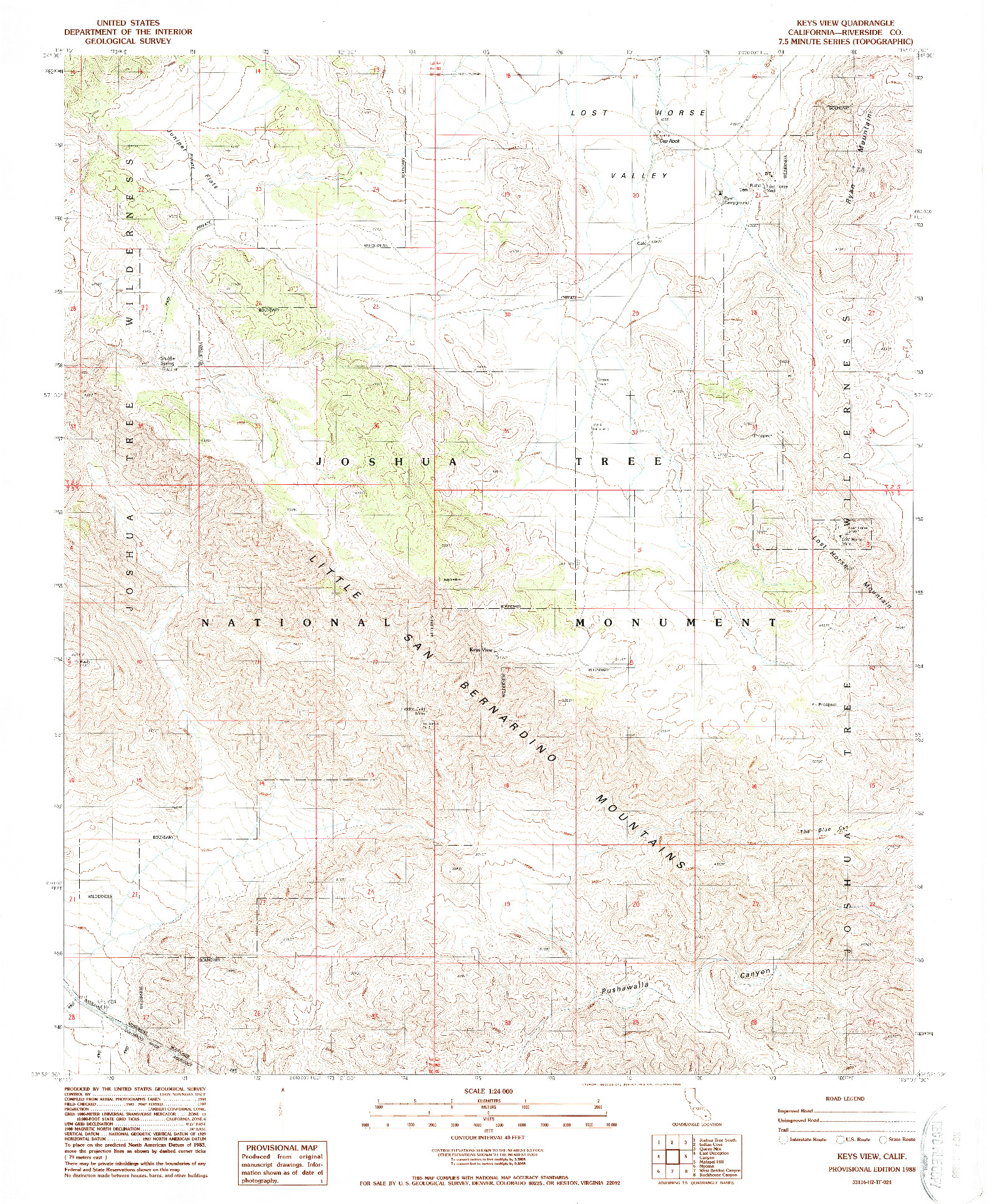 USGS 1:24000-SCALE QUADRANGLE FOR KEYS VIEW, CA 1988