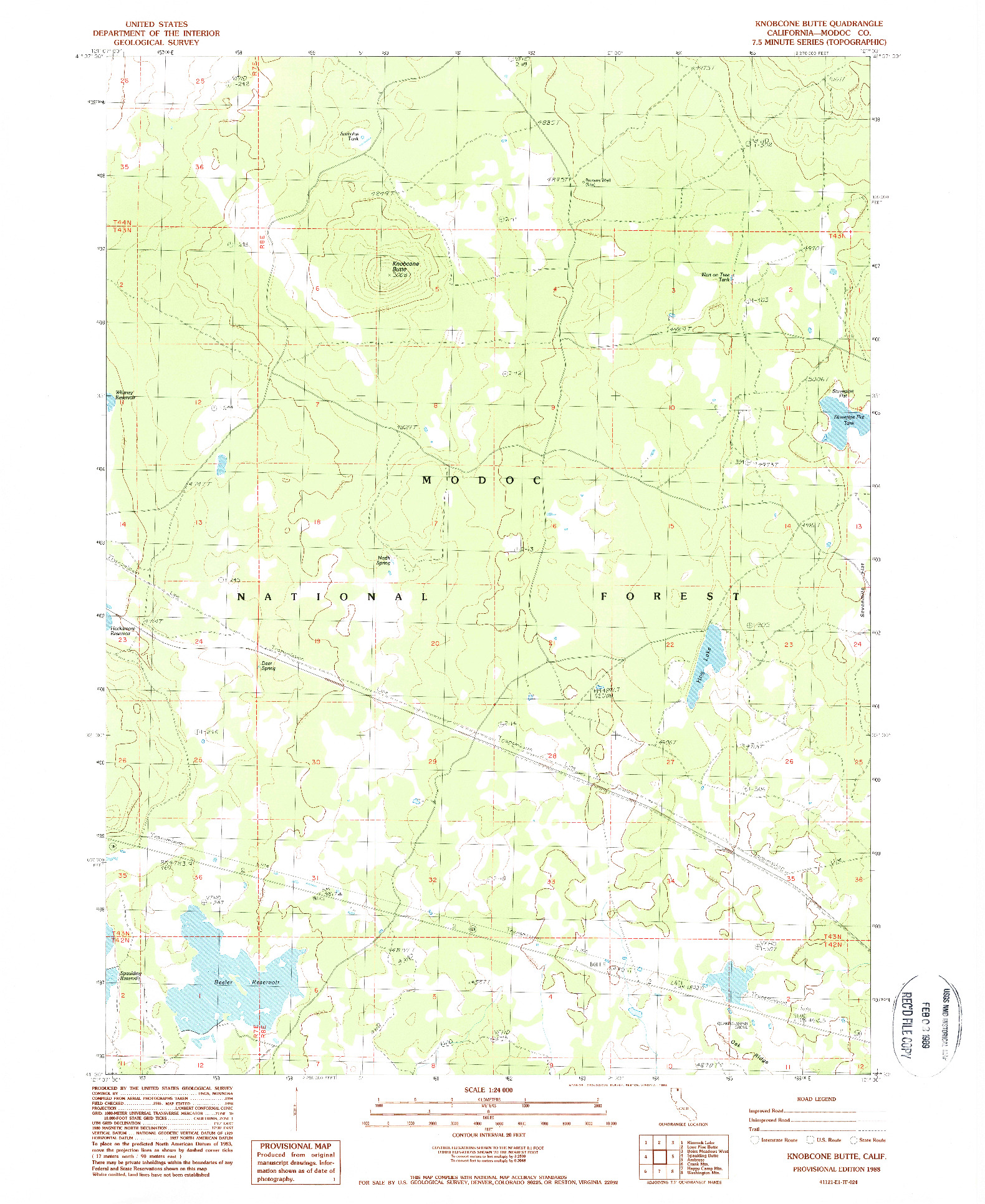 USGS 1:24000-SCALE QUADRANGLE FOR KNOBCONE BUTTE, CA 1988