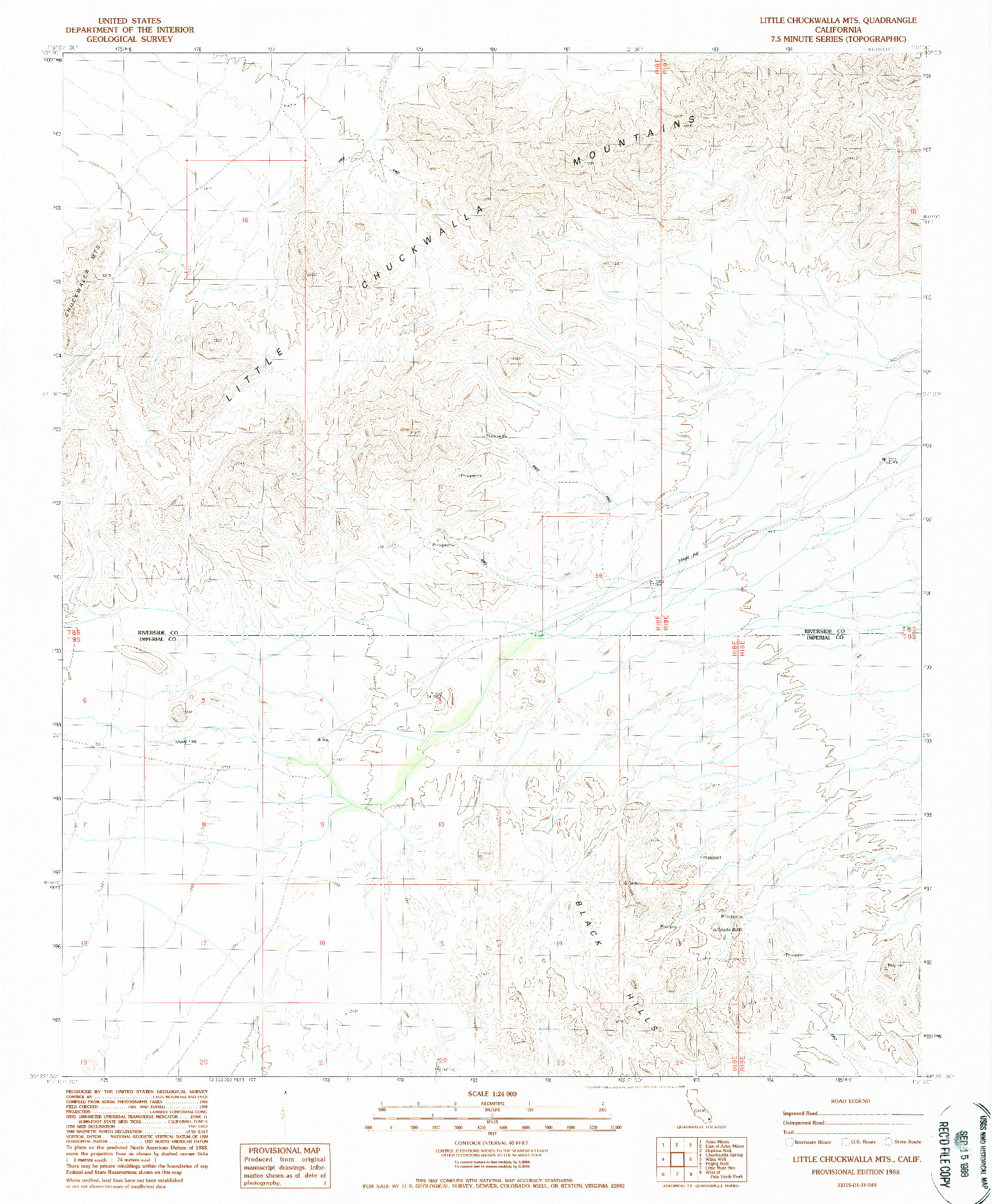 USGS 1:24000-SCALE QUADRANGLE FOR LITTLE CHUCKWALLA MOUNTAINS, CA 1988