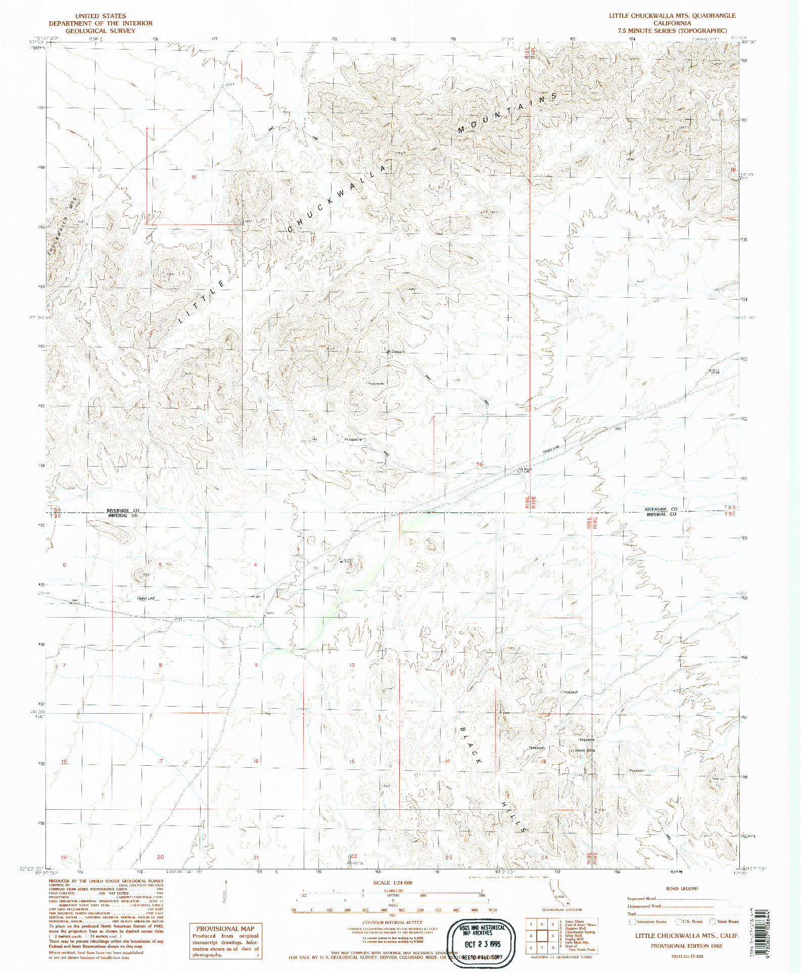 USGS 1:24000-SCALE QUADRANGLE FOR LITTLE CHUCKWALLA MOUNTAINS, CA 1988