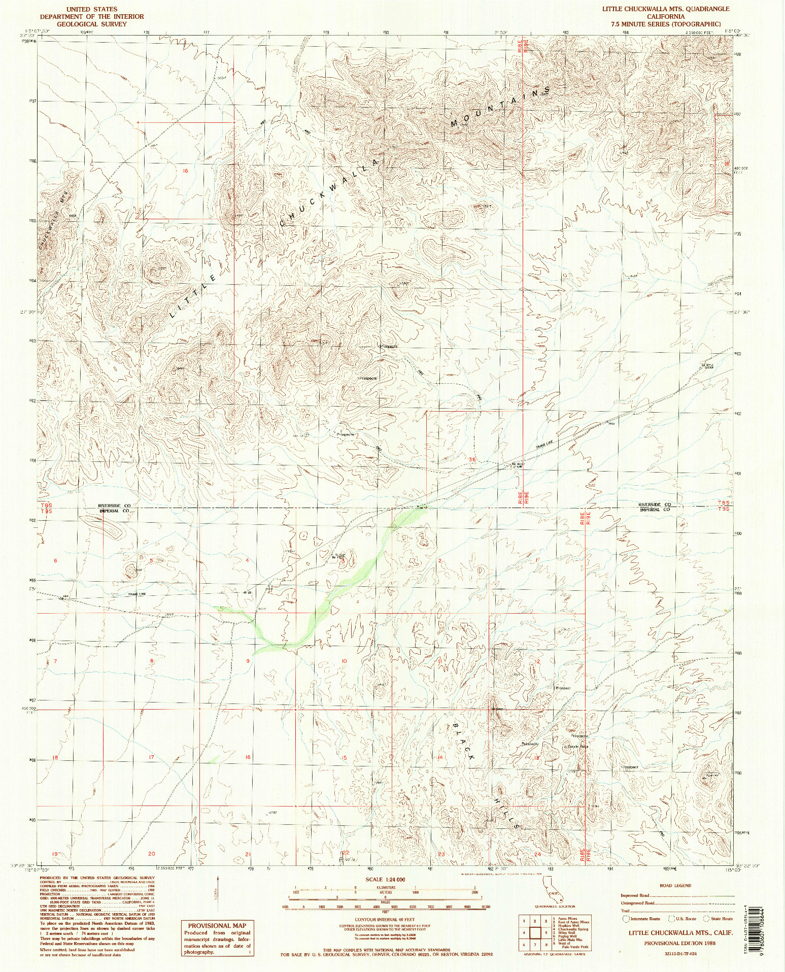 USGS 1:24000-SCALE QUADRANGLE FOR LITTLE CHUCKWALLA MTS, CA 1988