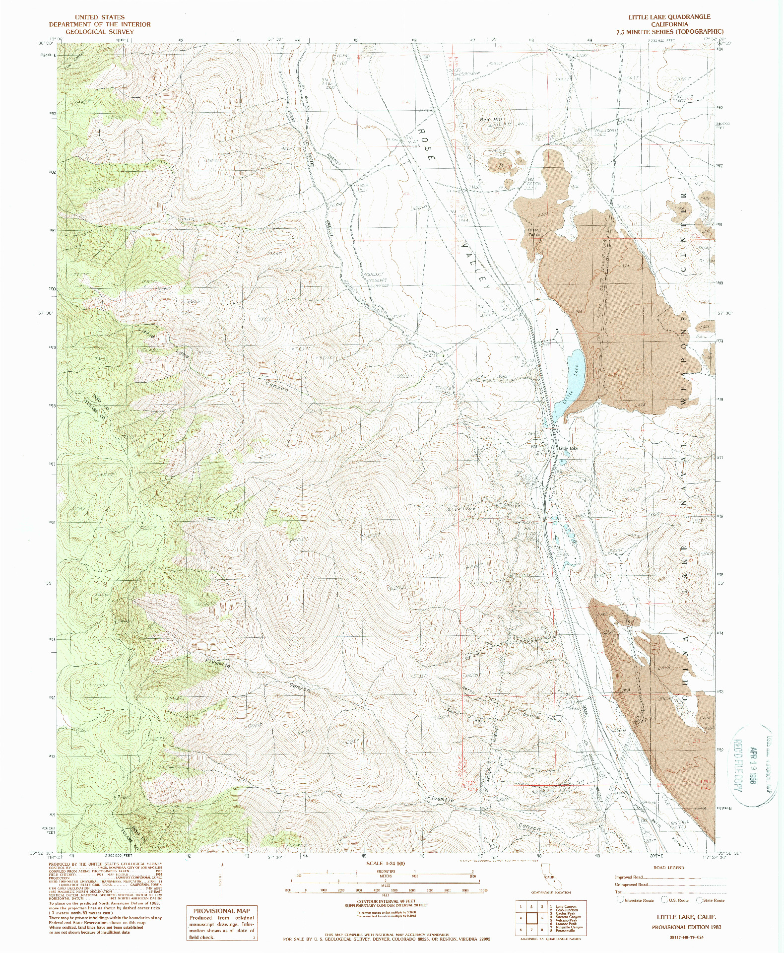 USGS 1:24000-SCALE QUADRANGLE FOR LITTLE LAKE, CA 1983