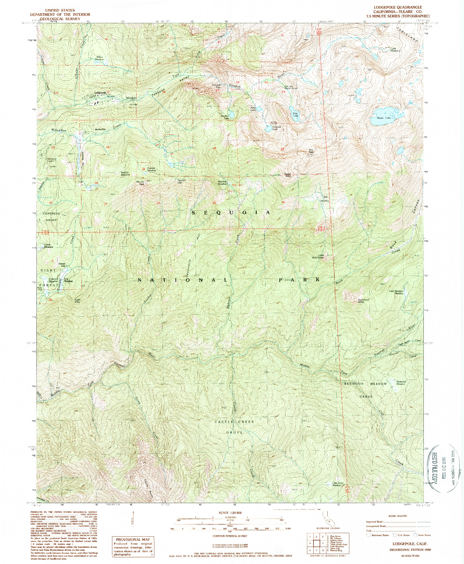 USGS 1:24000-SCALE QUADRANGLE FOR LODGEPOLE, CA 1988