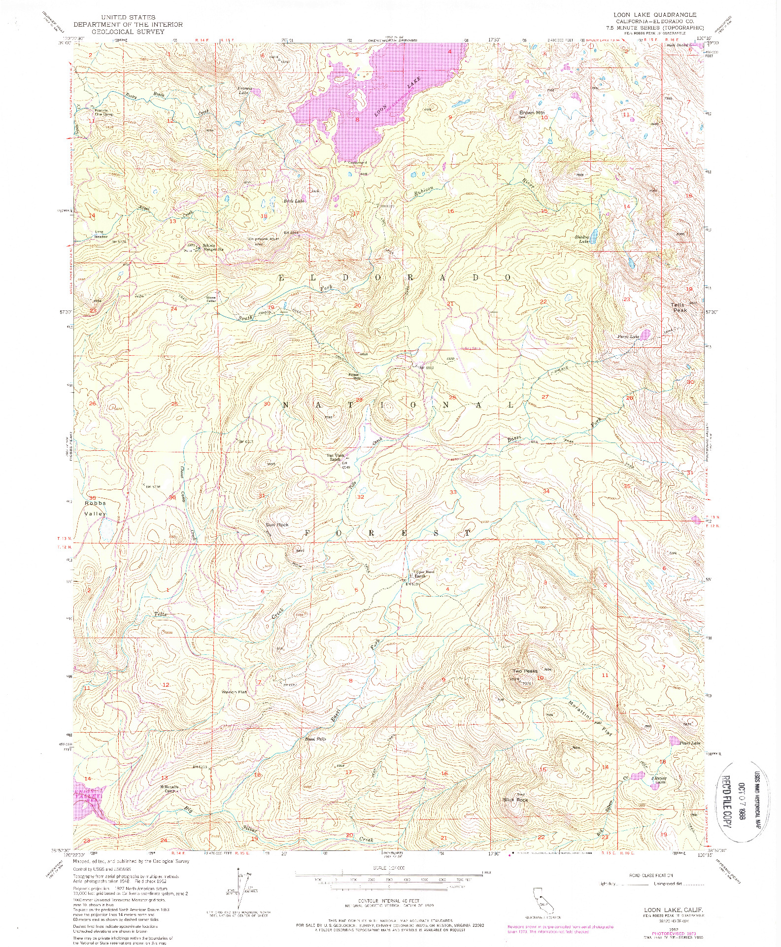 USGS 1:24000-SCALE QUADRANGLE FOR LOON LAKE, CA 1952