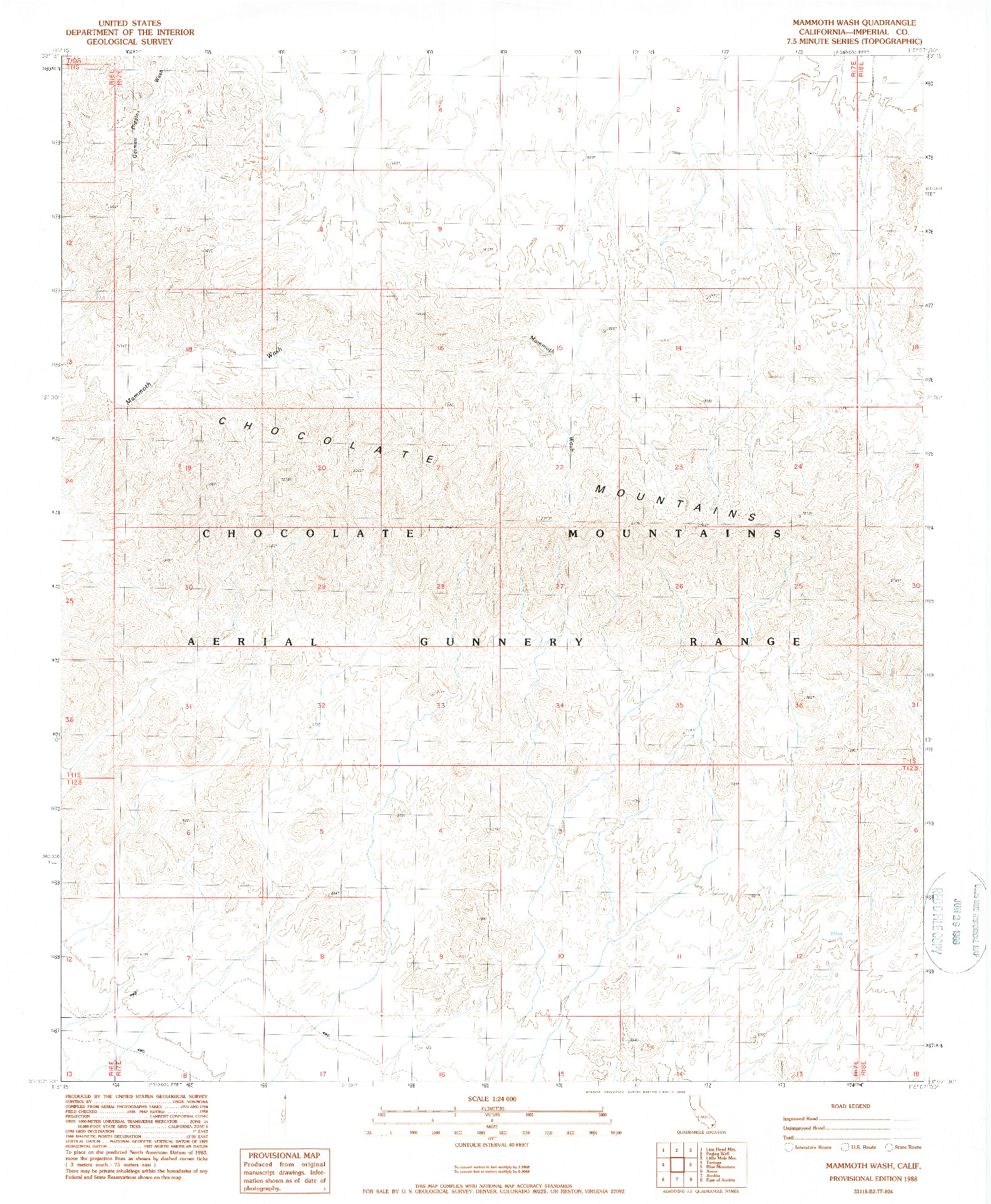 USGS 1:24000-SCALE QUADRANGLE FOR MAMMOTH WASH, CA 1988