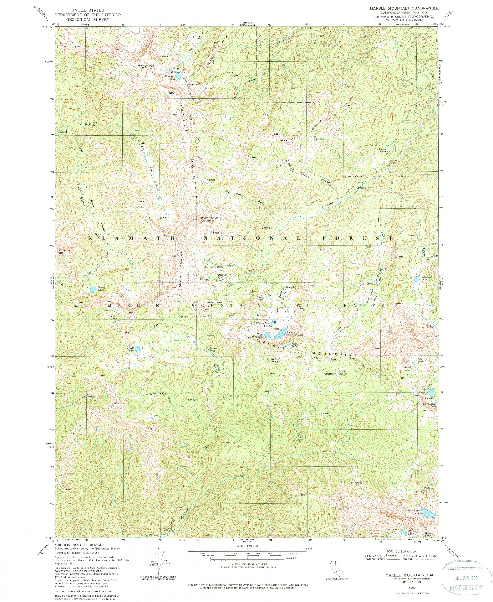 USGS 1:24000-SCALE QUADRANGLE FOR MARBLE MOUNTAIN, CA 1980