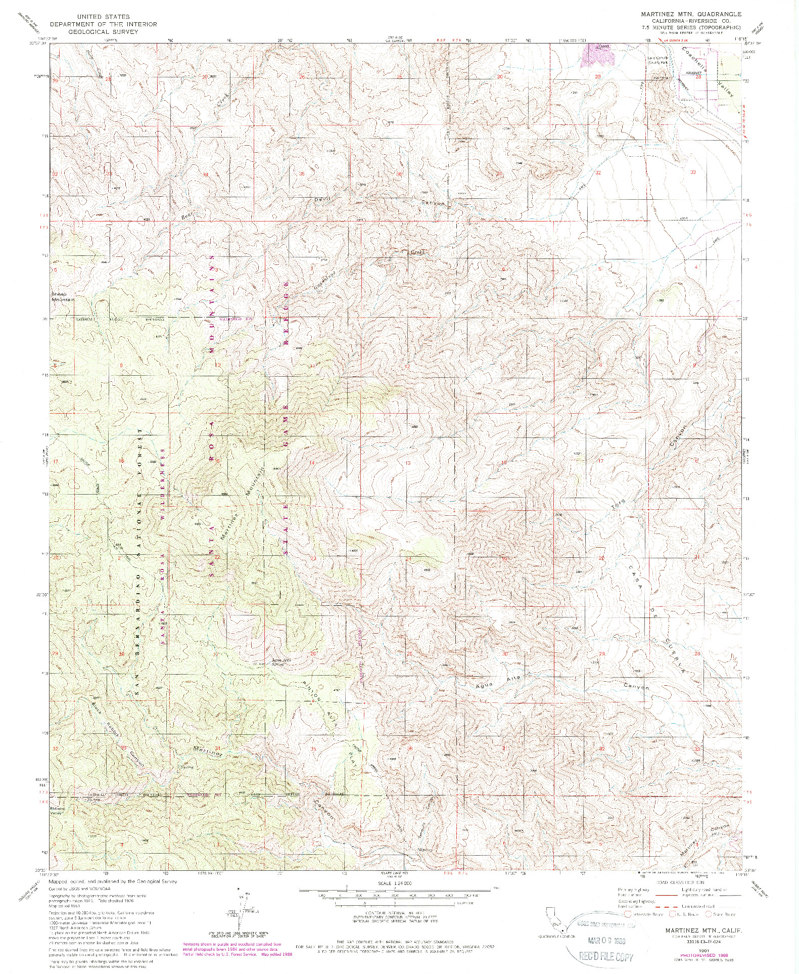 USGS 1:24000-SCALE QUADRANGLE FOR MARTINEZ MTN, CA 1981