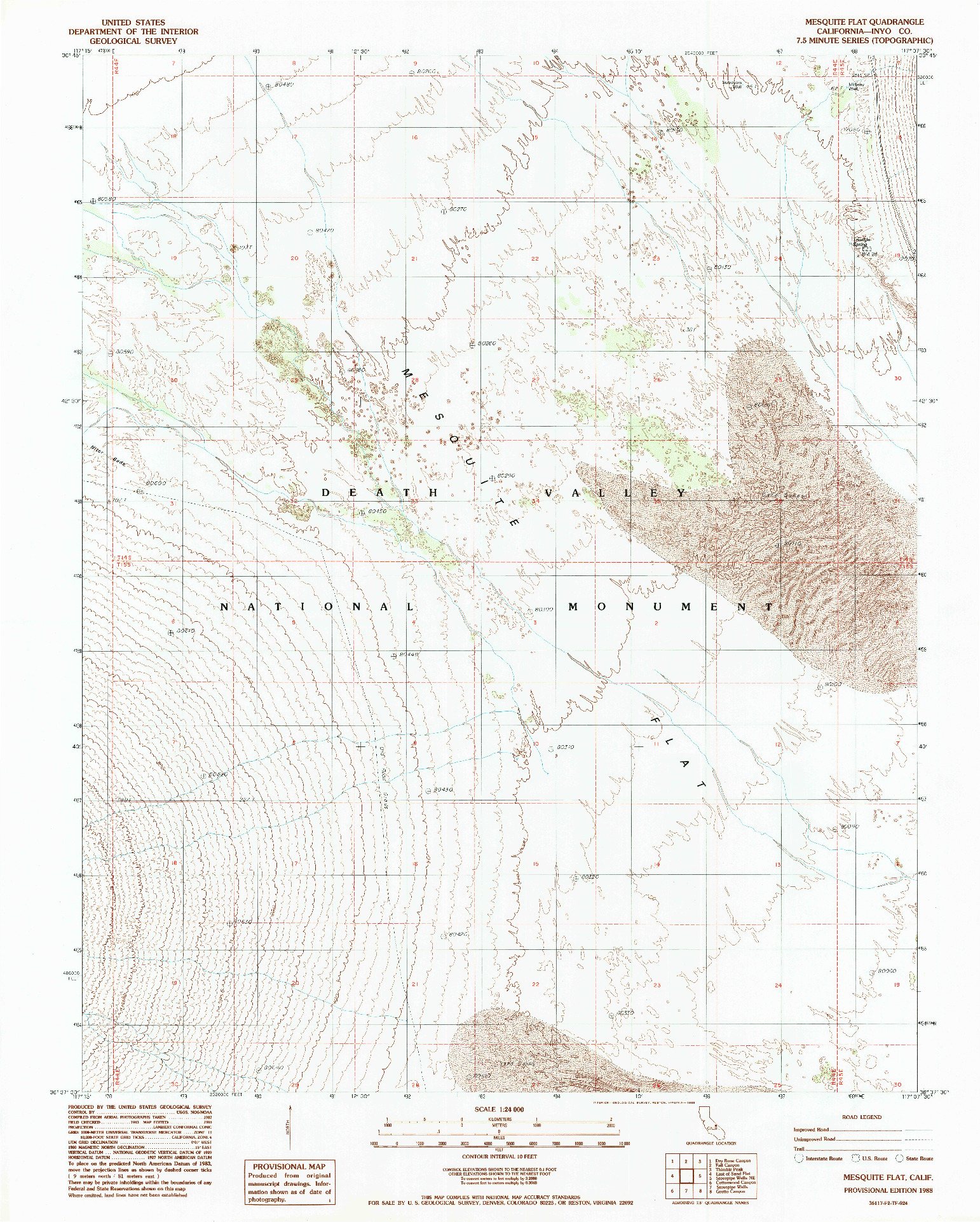 USGS 1:24000-SCALE QUADRANGLE FOR MESQUITE FLAT, CA 1988