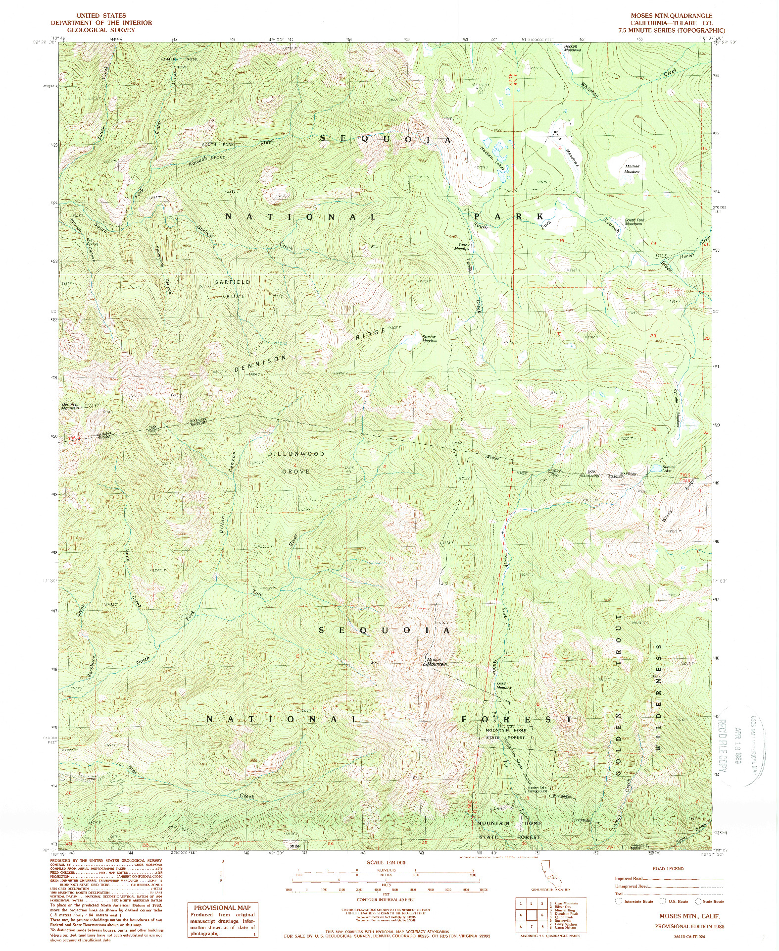 USGS 1:24000-SCALE QUADRANGLE FOR MOSES MTN, CA 1988