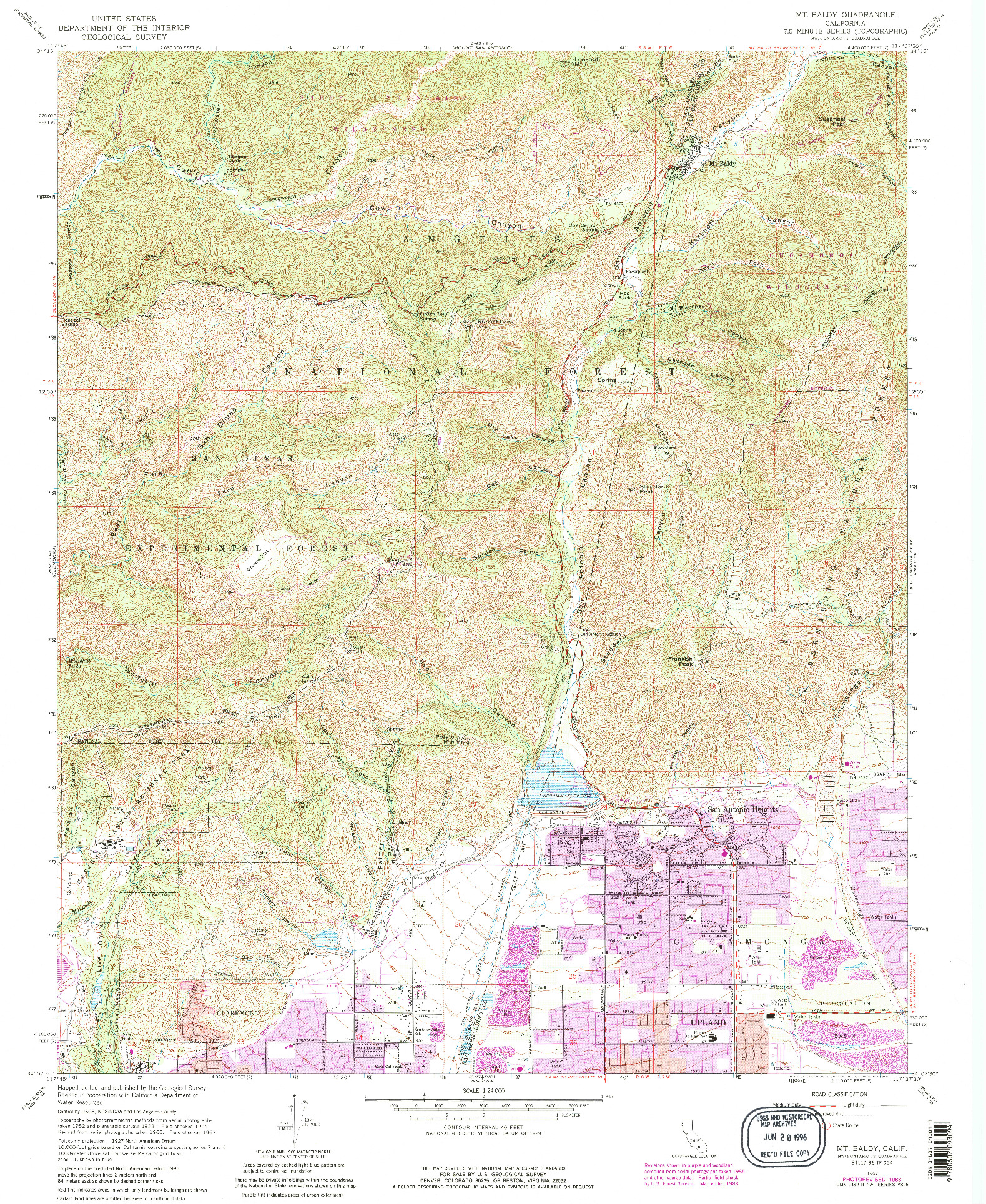 USGS 1:24000-SCALE QUADRANGLE FOR MT. BALDY, CA 1967