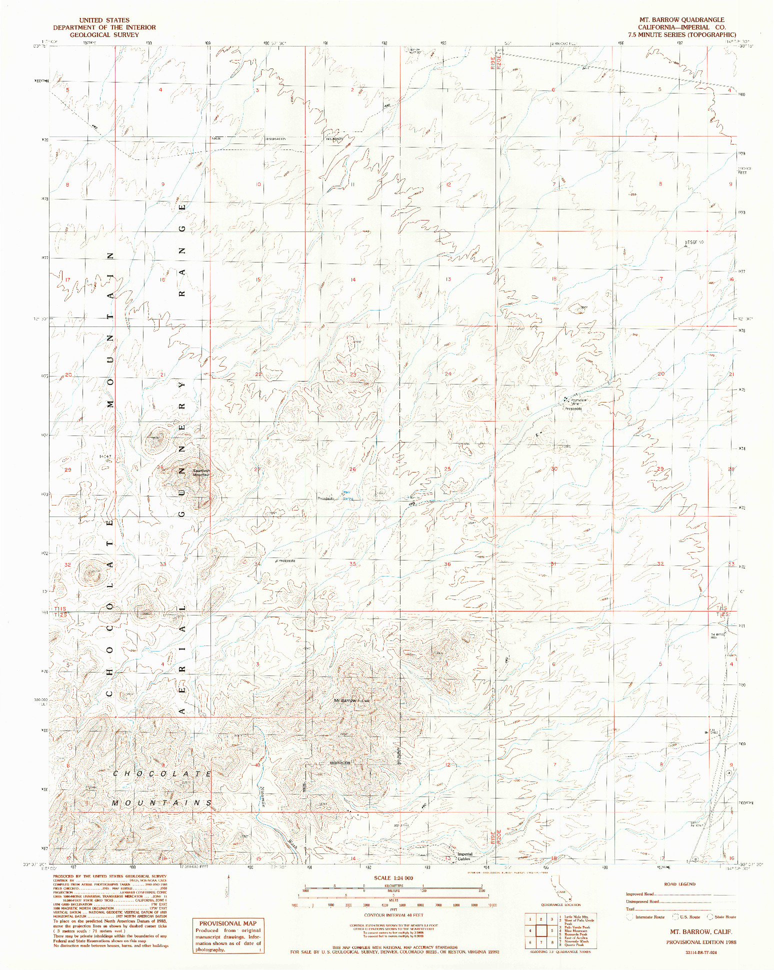 USGS 1:24000-SCALE QUADRANGLE FOR MT. BARROW, CA 1988
