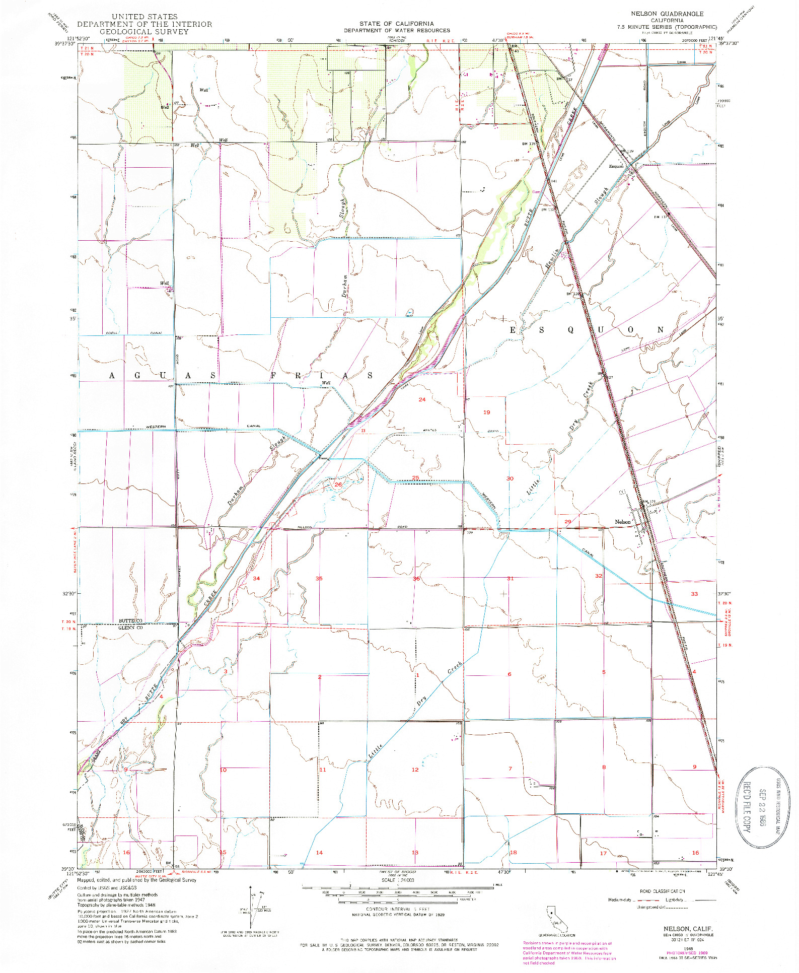 USGS 1:24000-SCALE QUADRANGLE FOR NELSON, CA 1948