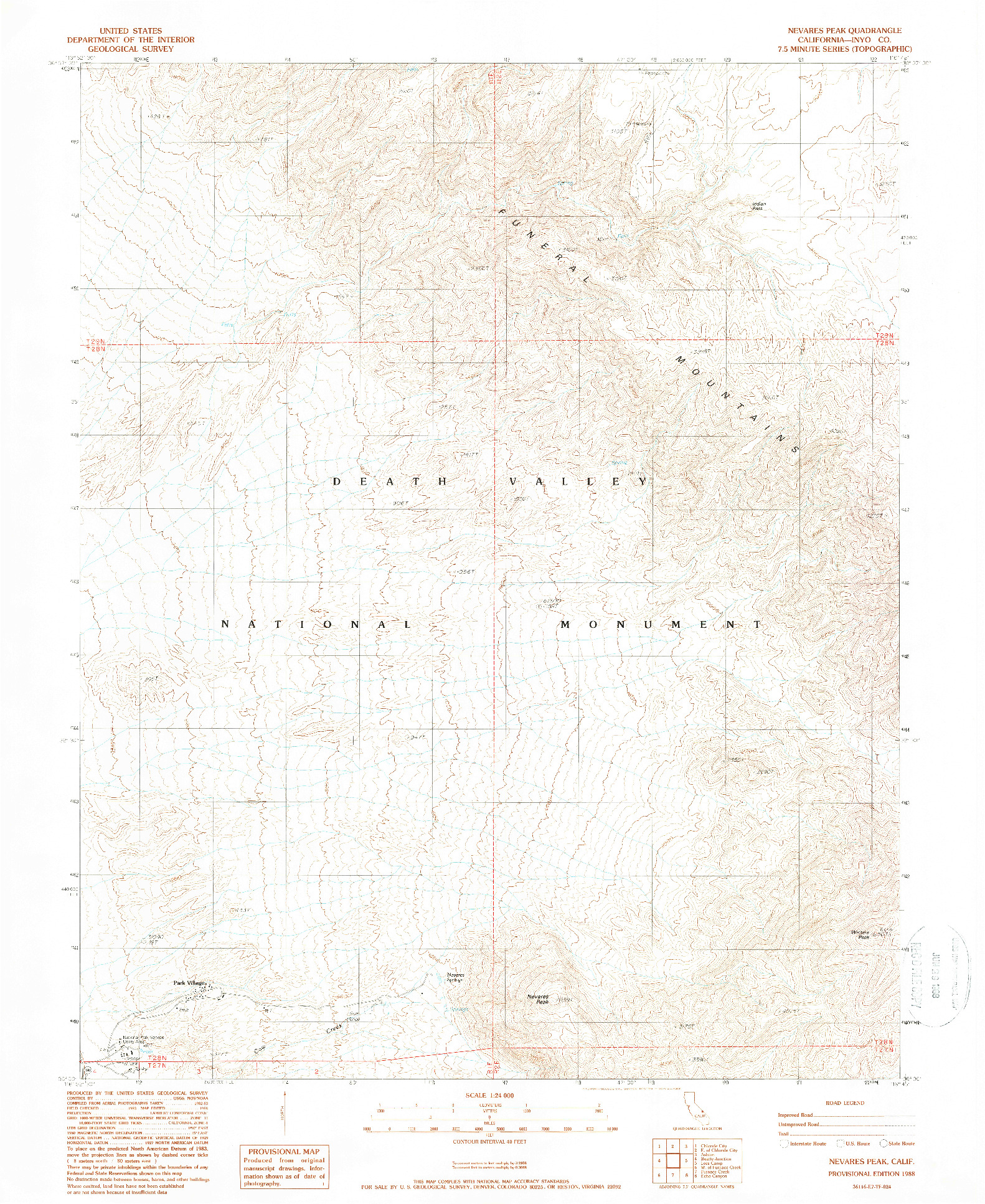USGS 1:24000-SCALE QUADRANGLE FOR NEVARES PEAK, CA 1988