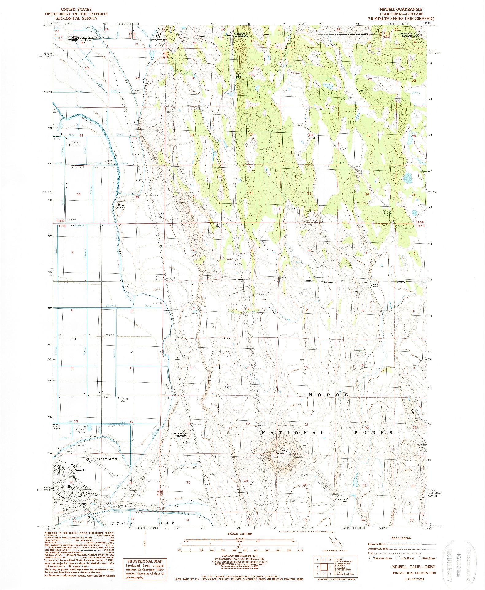 USGS 1:24000-SCALE QUADRANGLE FOR NEWELL, CA 1988