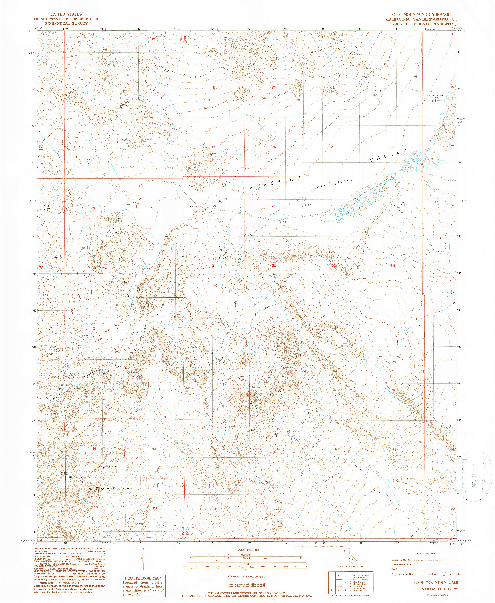 USGS 1:24000-SCALE QUADRANGLE FOR OPAL MOUNTAIN, CA 1988