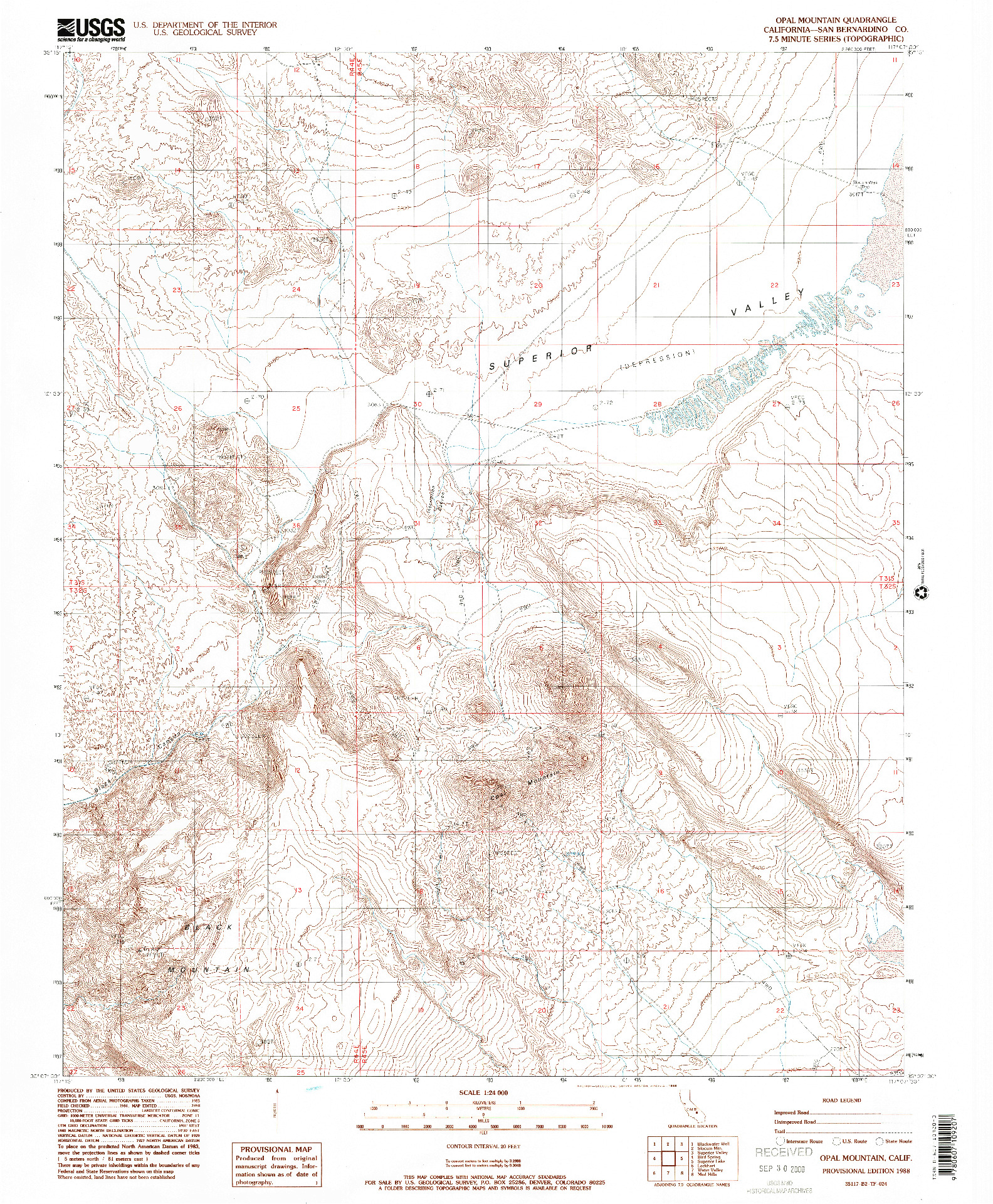 USGS 1:24000-SCALE QUADRANGLE FOR OPAL MOUNTAIN, CA 1988