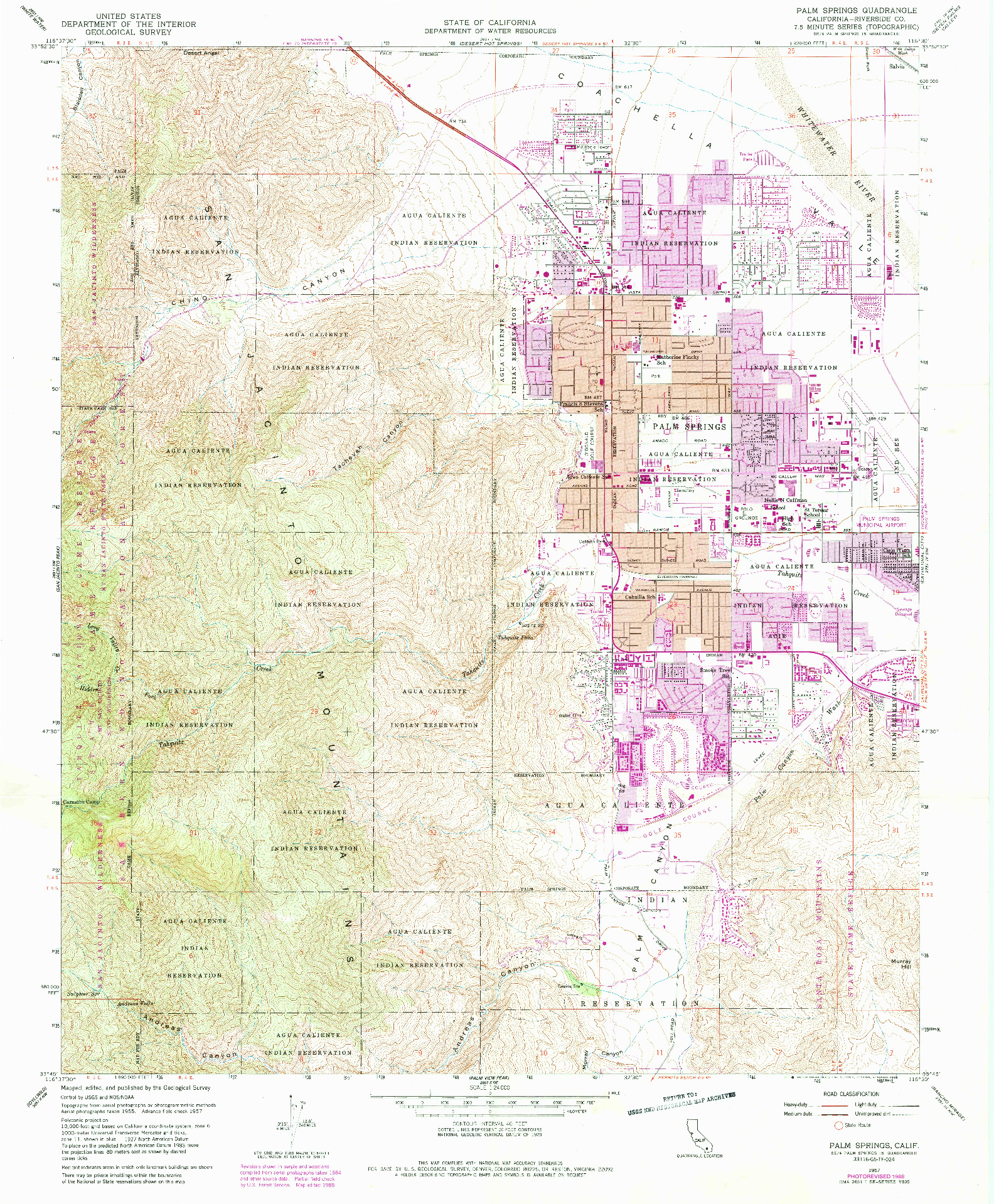 USGS 1:24000-SCALE QUADRANGLE FOR PALM SPRINGS, CA 1957