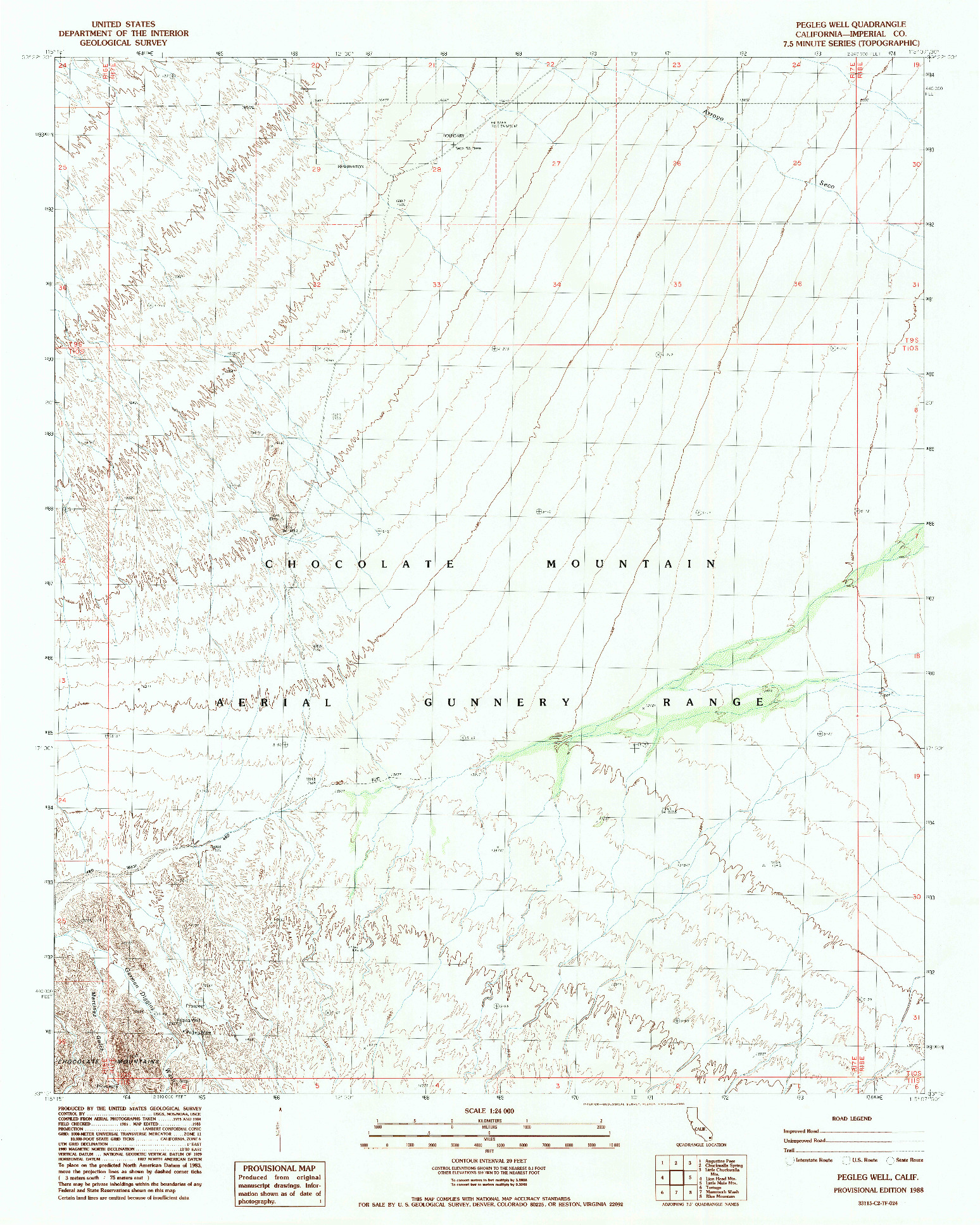 USGS 1:24000-SCALE QUADRANGLE FOR PEGLEG WELL, CA 1988