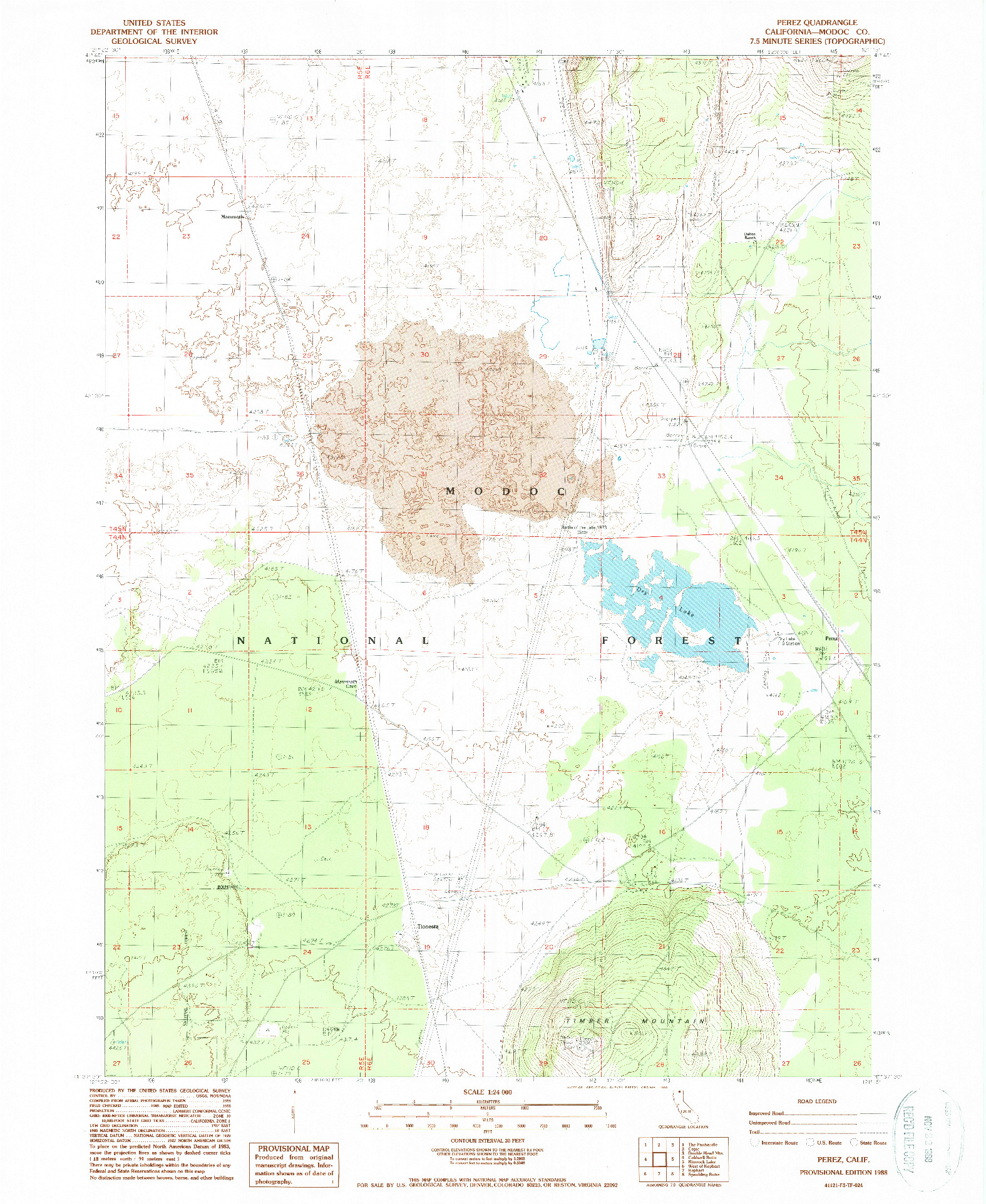 USGS 1:24000-SCALE QUADRANGLE FOR PEREZ, CA 1988