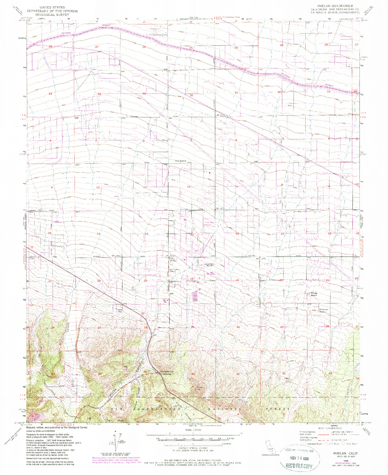 USGS 1:24000-SCALE QUADRANGLE FOR PHELAN, CA 1956