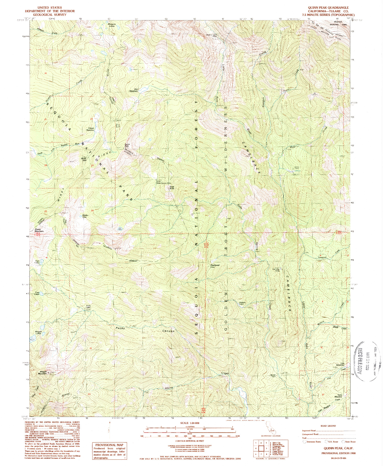 USGS 1:24000-SCALE QUADRANGLE FOR QUINN PEAK, CA 1988