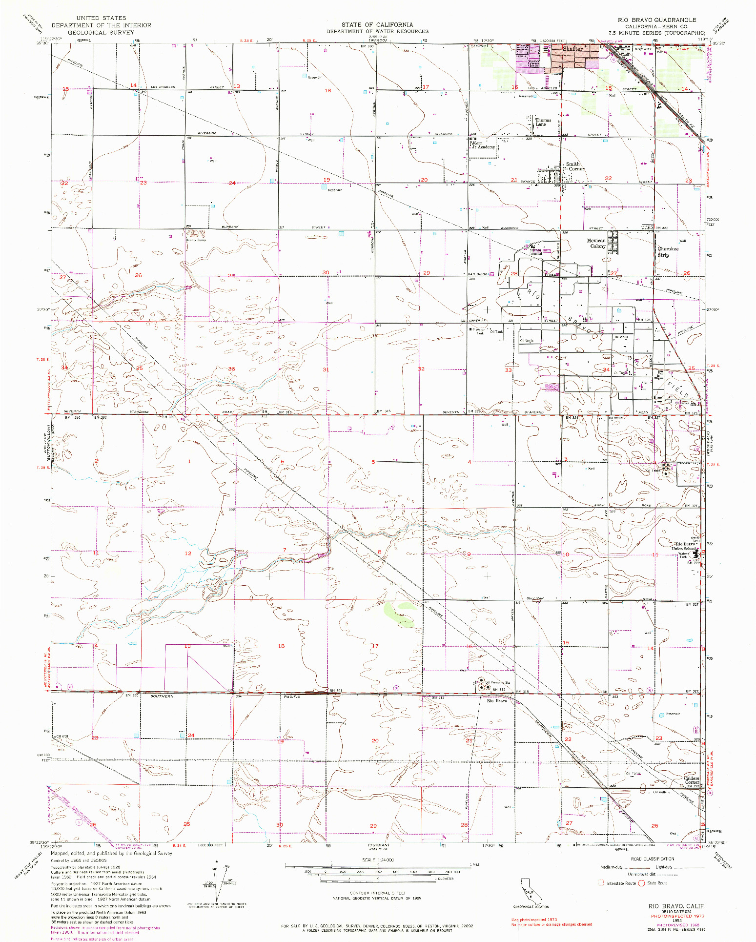 USGS 1:24000-SCALE QUADRANGLE FOR RIO BRAVO, CA 1954