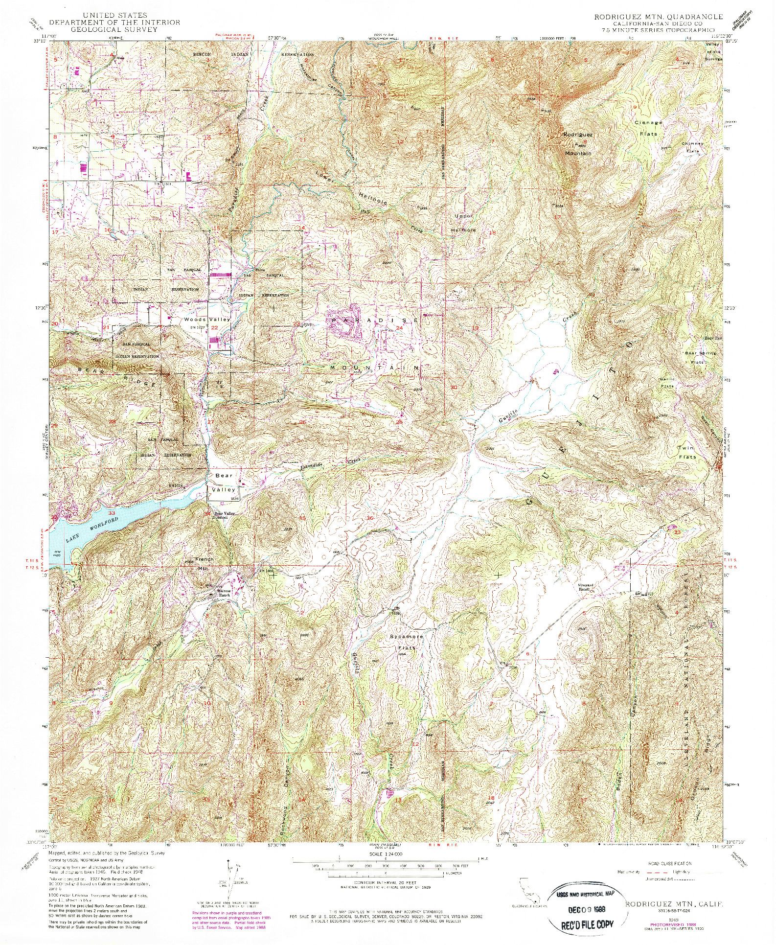 USGS 1:24000-SCALE QUADRANGLE FOR RODRIGUEZ MTN., CA 1948