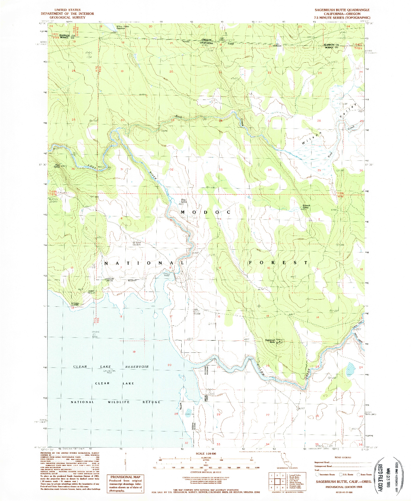 USGS 1:24000-SCALE QUADRANGLE FOR SAGEBRUSH BUTTE, CA 1988