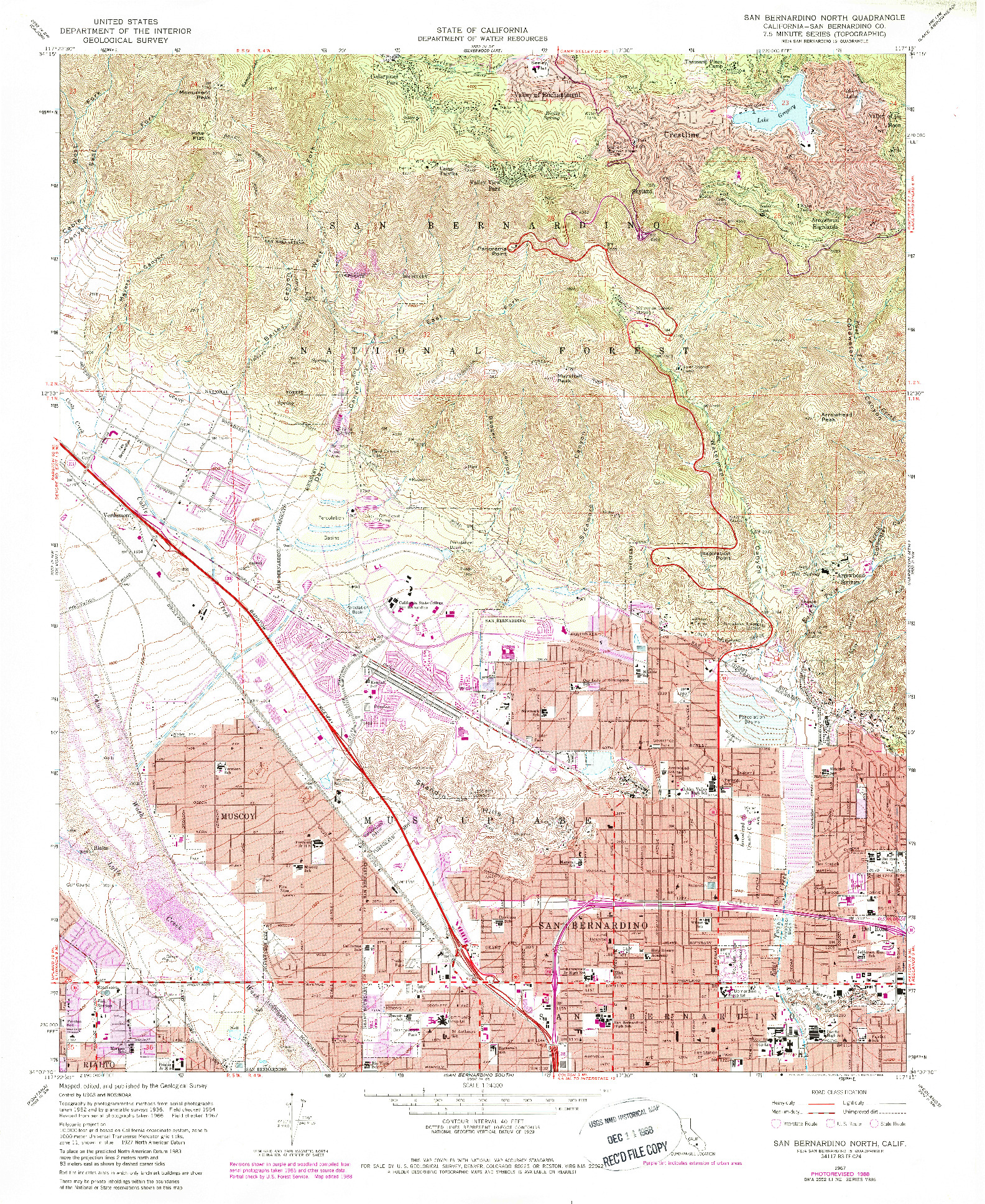 USGS 1:24000-SCALE QUADRANGLE FOR SAN BERNARDINO NORTH, CA 1967