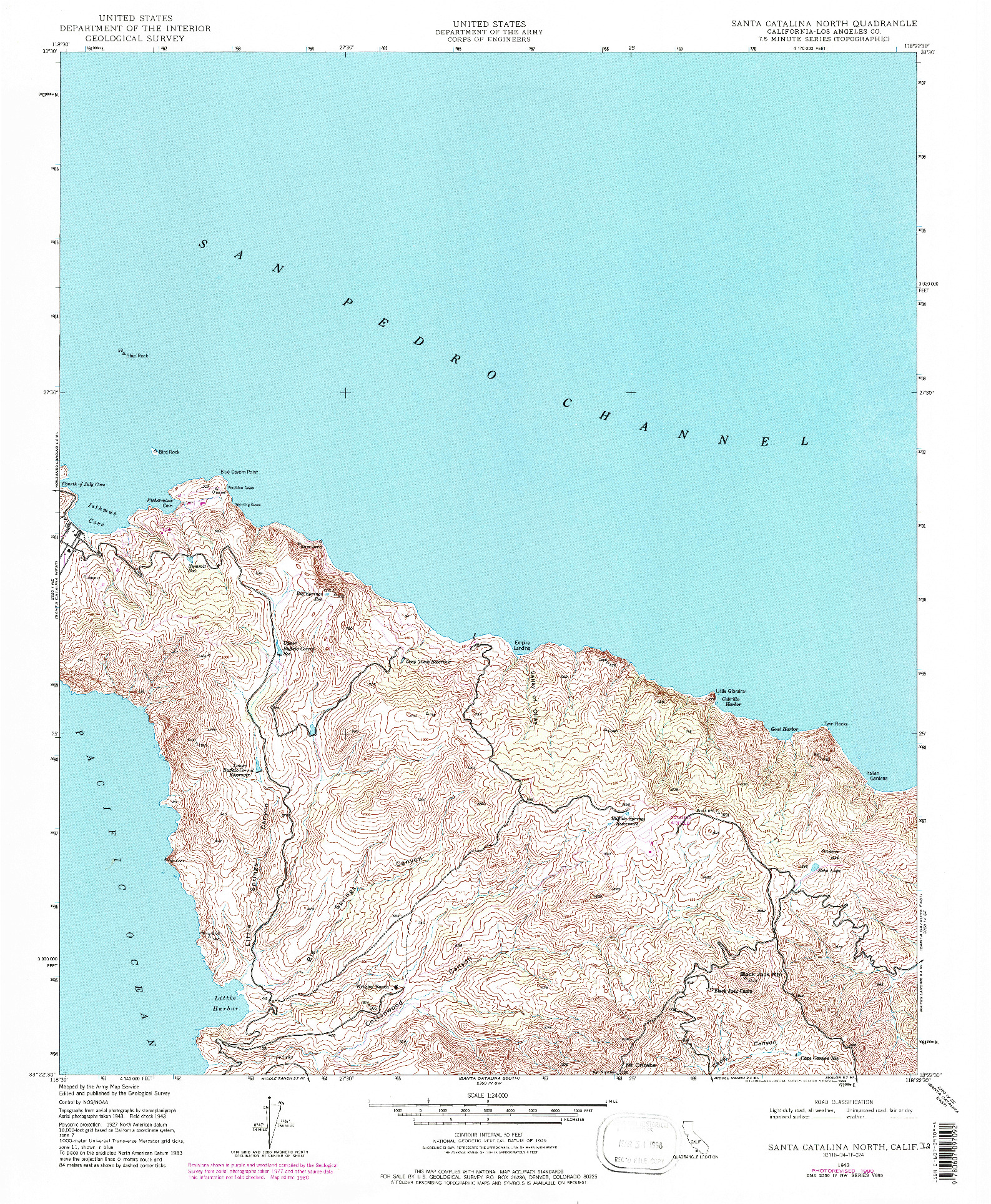 USGS 1:24000-SCALE QUADRANGLE FOR SANTA CATALINA NORTH, CA 1943