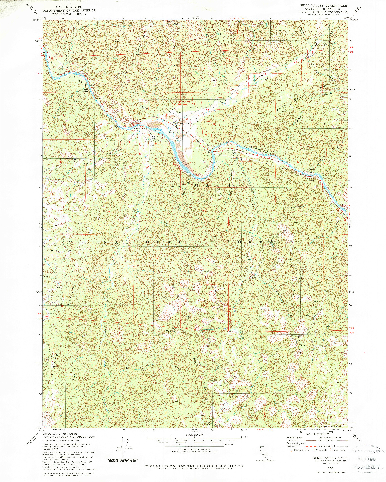 USGS 1:24000-SCALE QUADRANGLE FOR SEIAD VALLEY, CA 1980