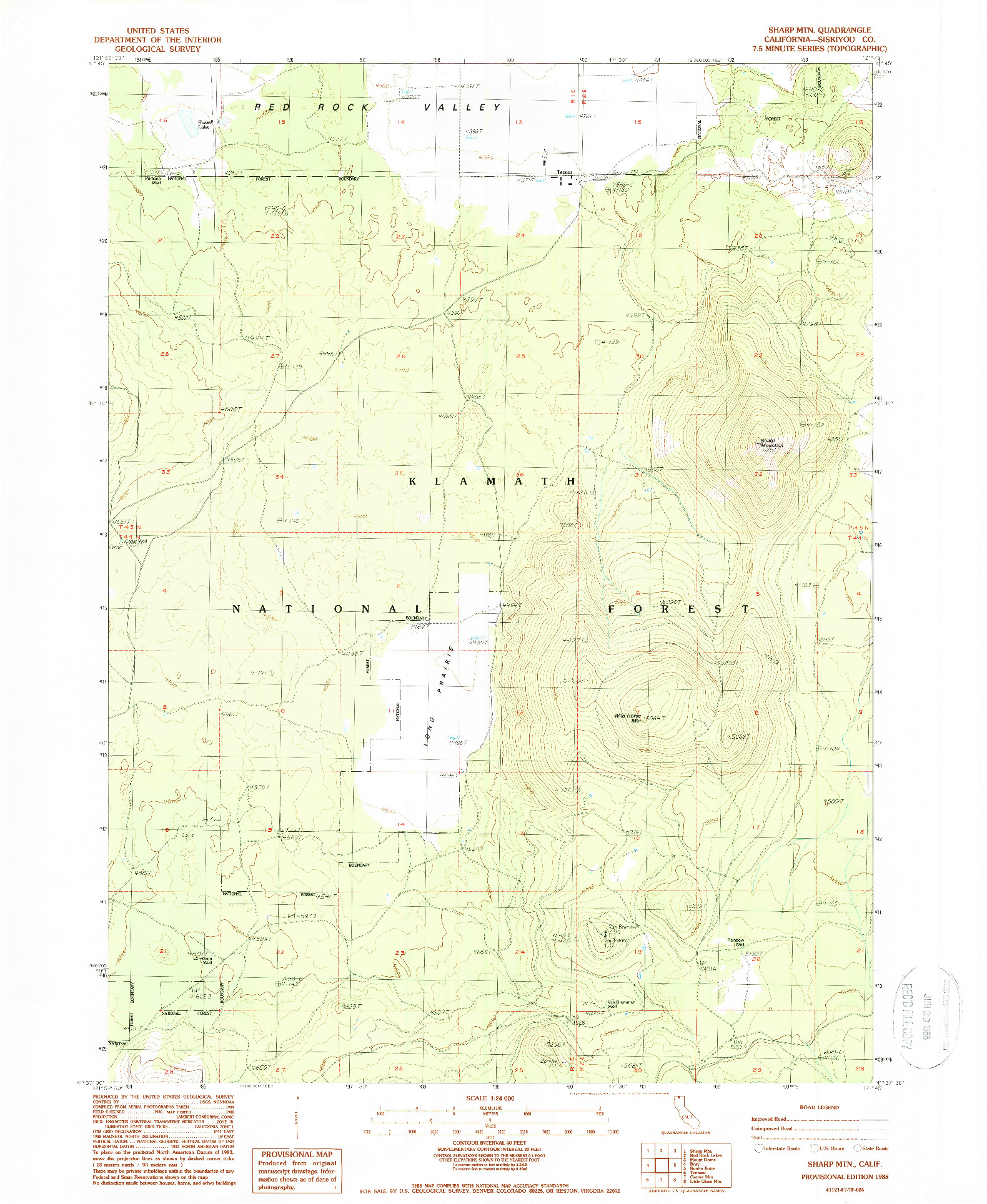 USGS 1:24000-SCALE QUADRANGLE FOR SHARP MOUNTAIN, CA 1988