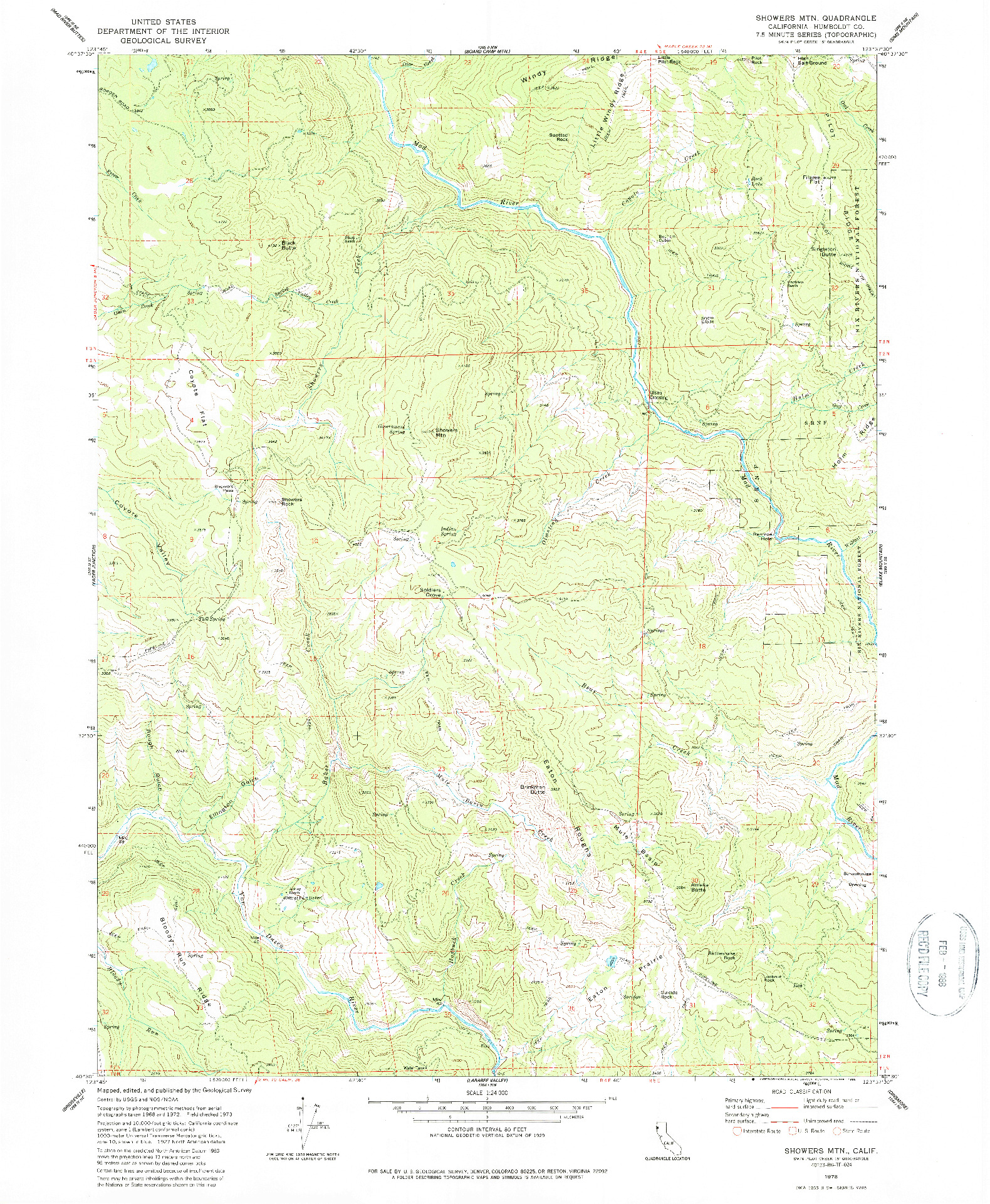 USGS 1:24000-SCALE QUADRANGLE FOR SHOWERS MTN, CA 1978