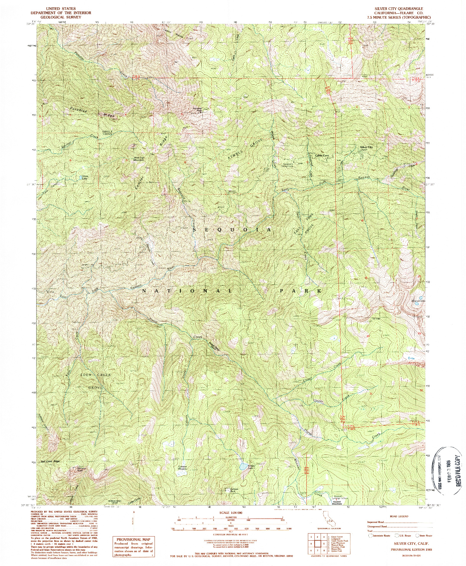 USGS 1:24000-SCALE QUADRANGLE FOR SILVER CITY, CA 1988