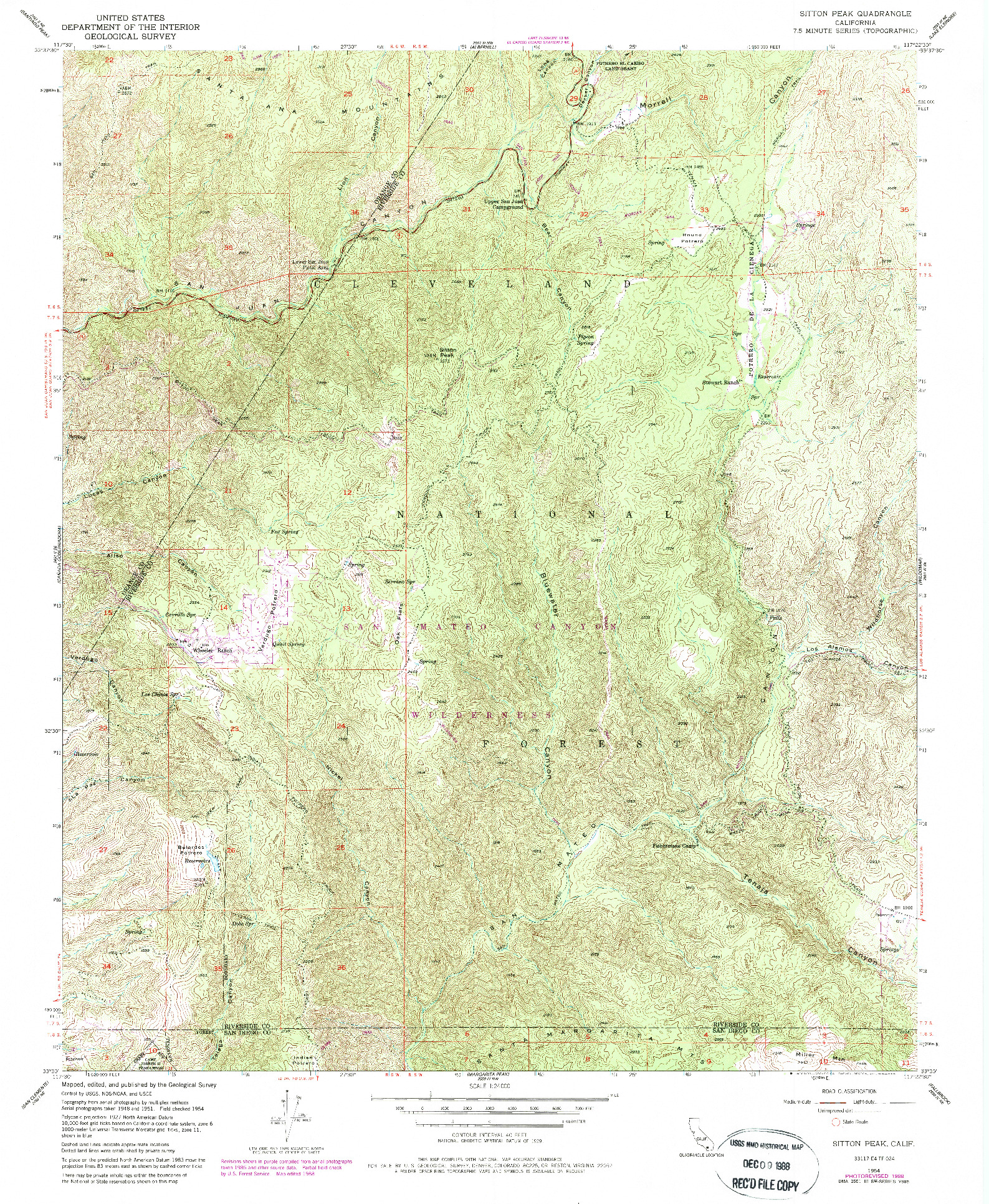 USGS 1:24000-SCALE QUADRANGLE FOR SITTON PEAK, CA 1954