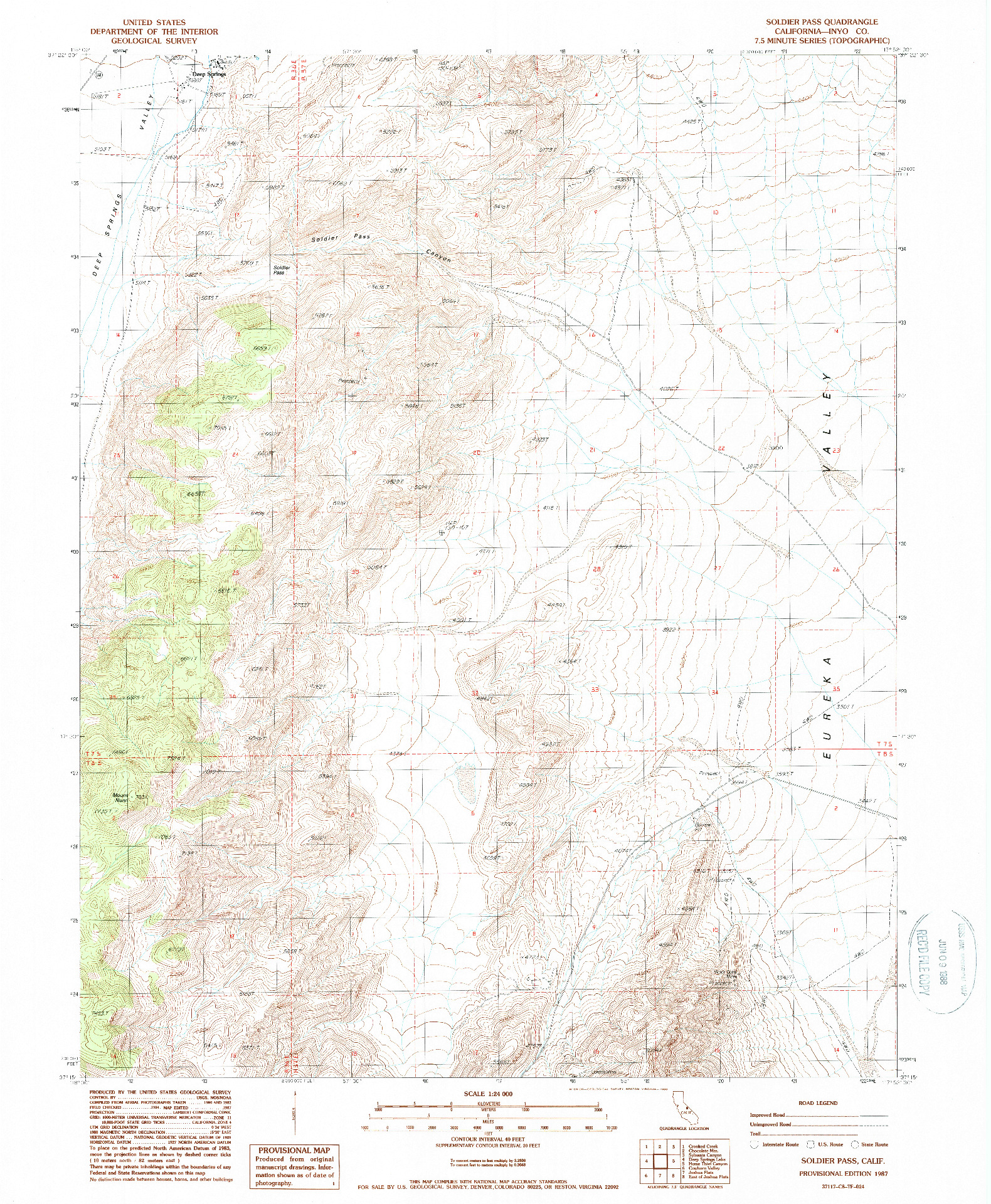 USGS 1:24000-SCALE QUADRANGLE FOR SOLDIER PASS, CA 1987